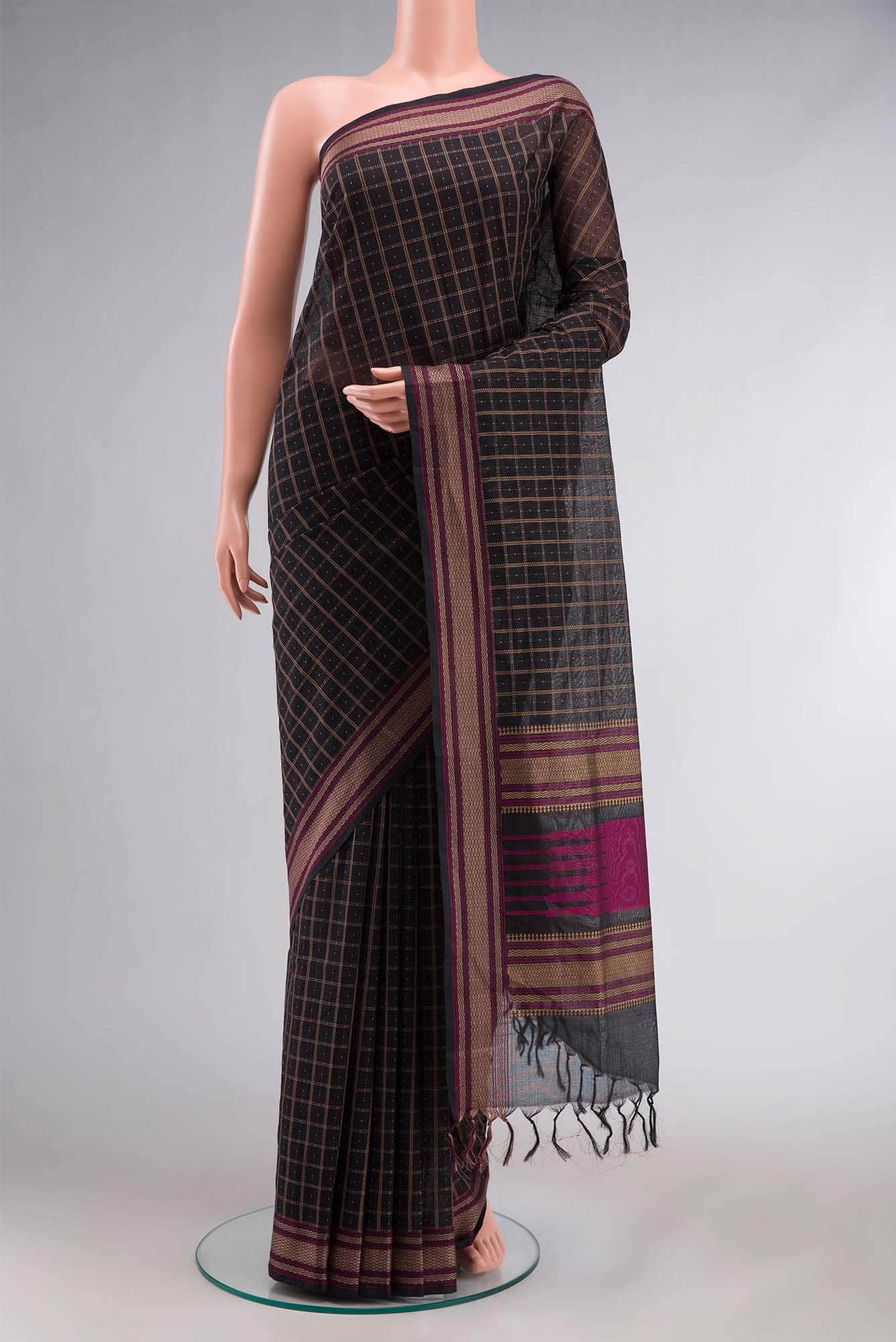 Black Coimbatore Cotton Saree