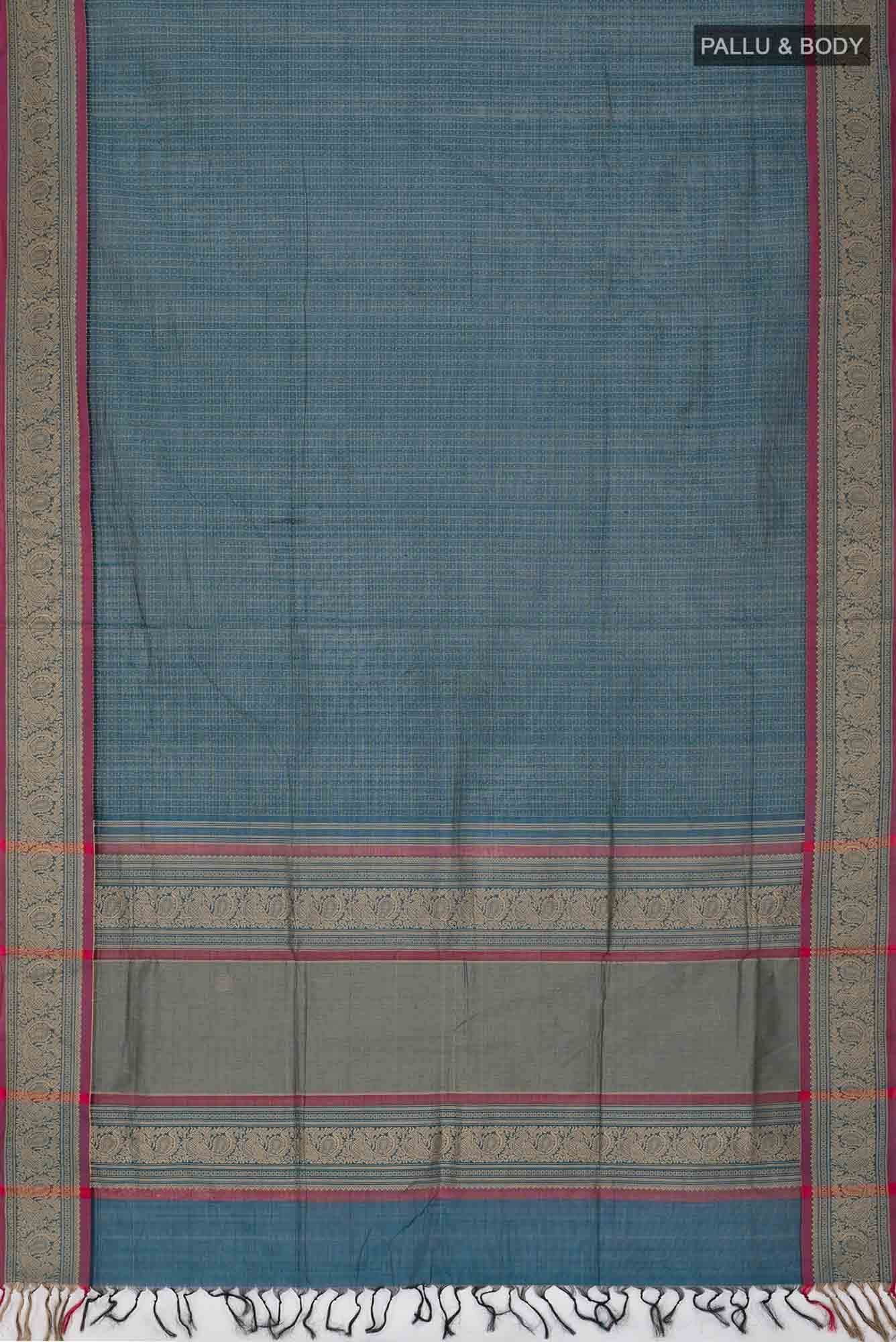 Blue Coimbatore Cotton Saree