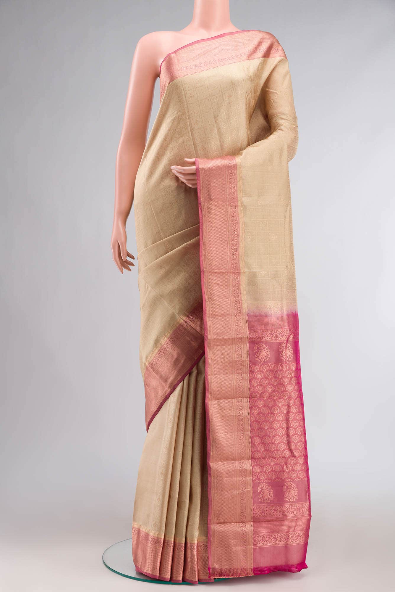Beige Soft Silk Saree