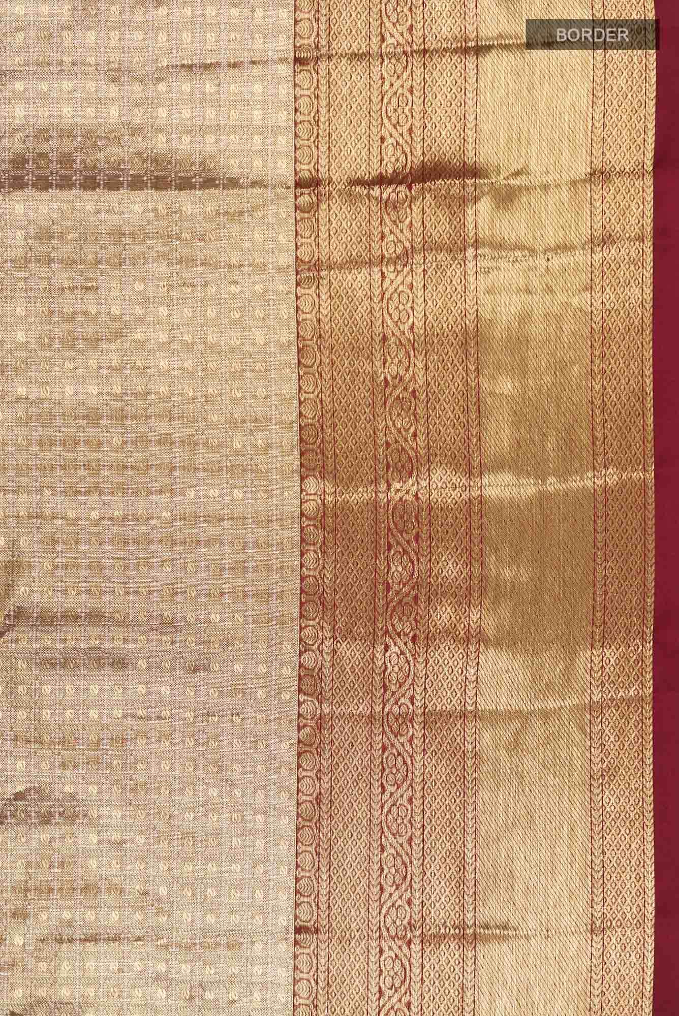Gold with Red Dual Tone Kanchipuram Tissue Silk Saree