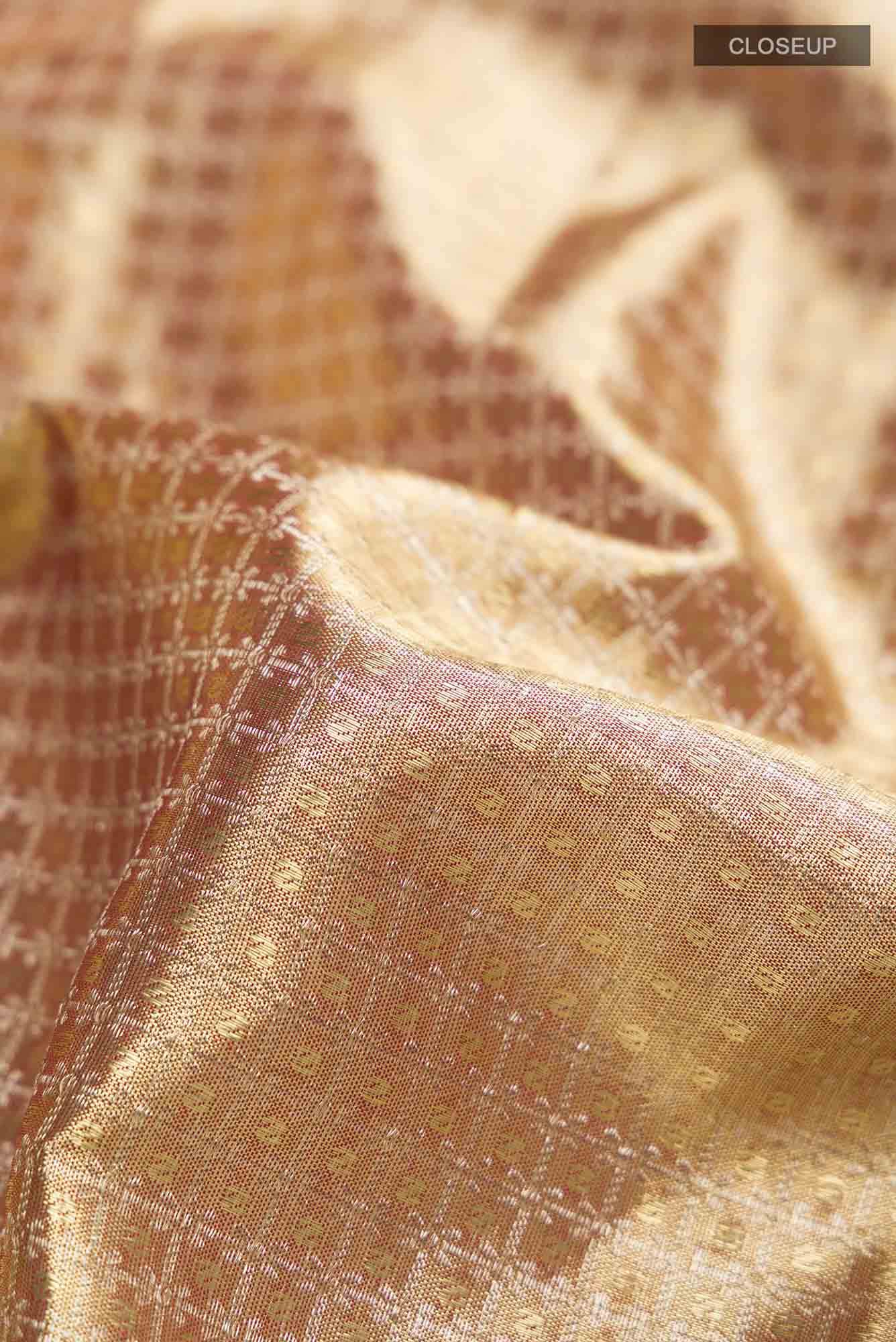 Gold with Red Dual Tone Kanchipuram Tissue Silk Saree