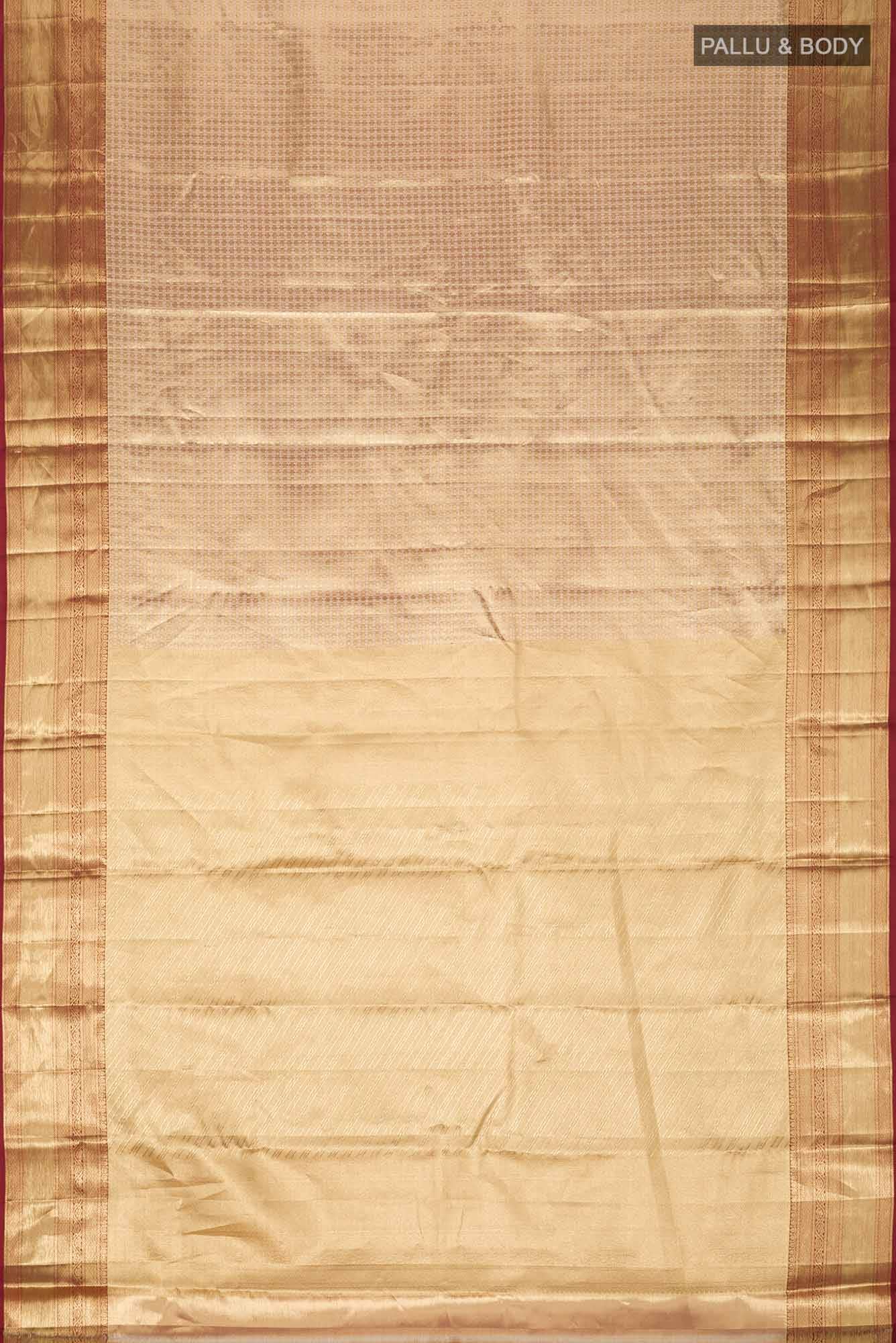 Gold with Red Dual Tone Kanchipuram Tissue Silk Saree