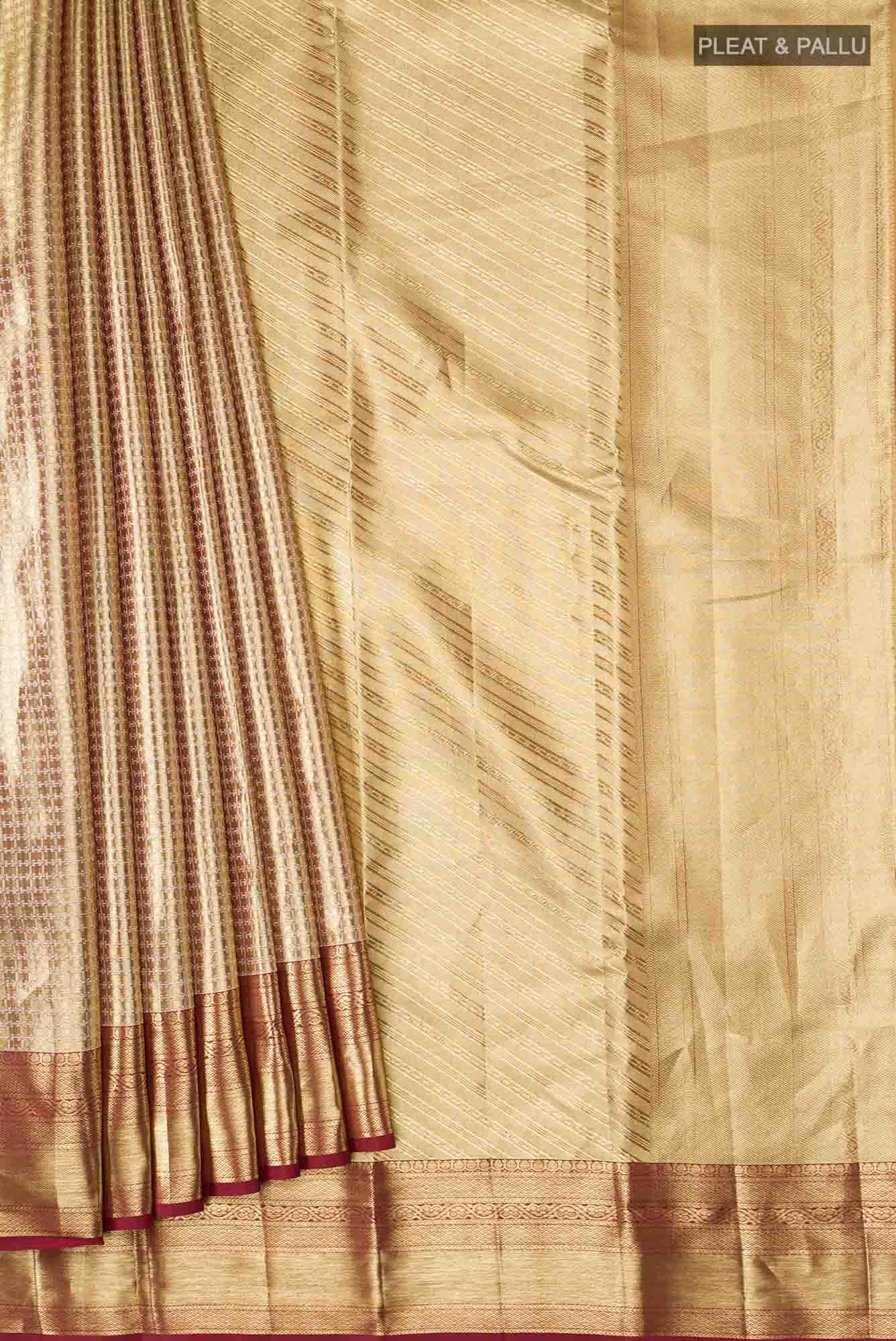 Gold with Red Dual Tone Kanchipuram Tissue Silk Saree