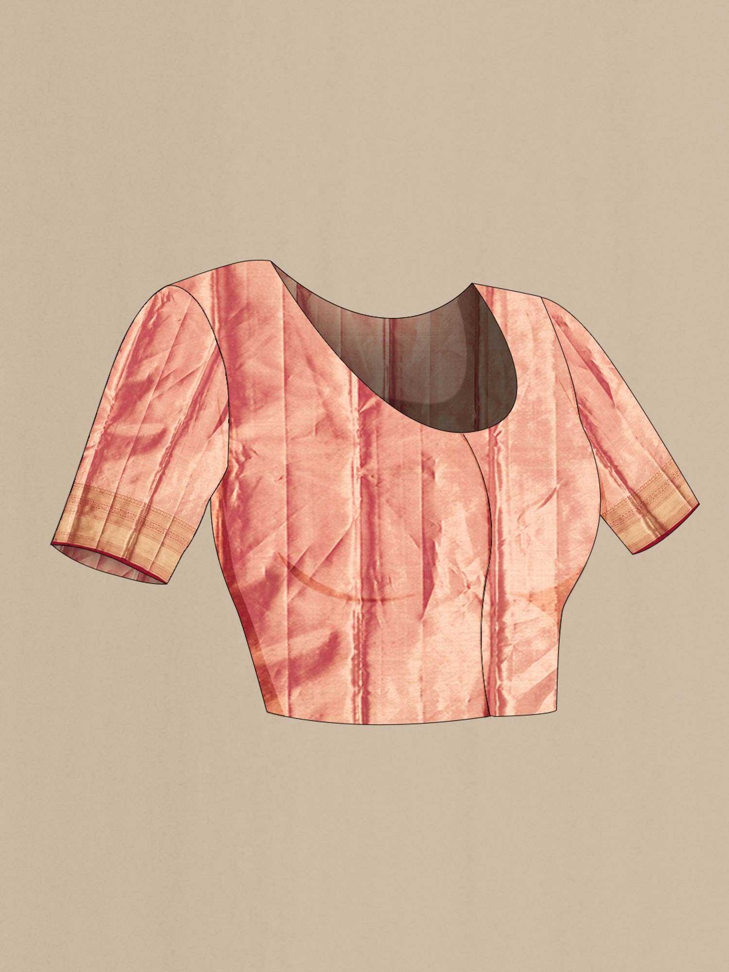 Gold with Pink Dual Tone Kanchipuram Tissue Silk Saree
