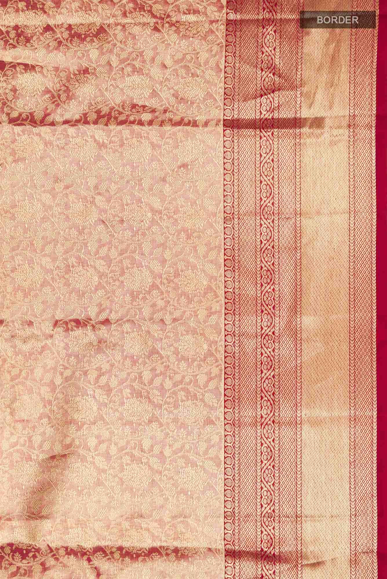 Gold with Pink Dual Tone Kanchipuram Tissue Silk Saree