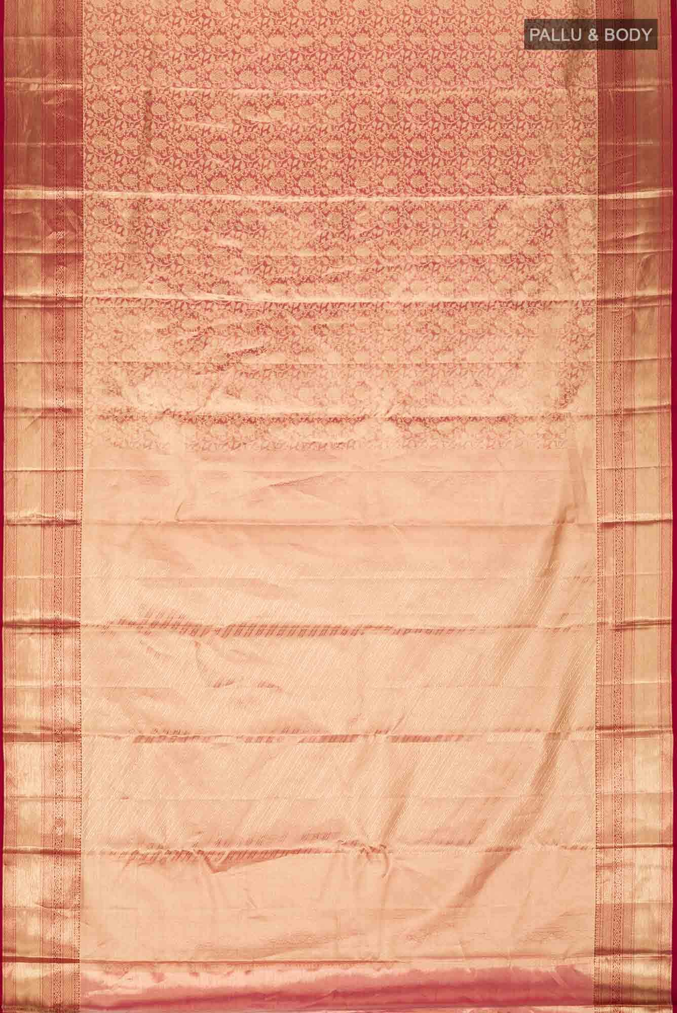 Gold with Pink Dual Tone Kanchipuram Tissue Silk Saree