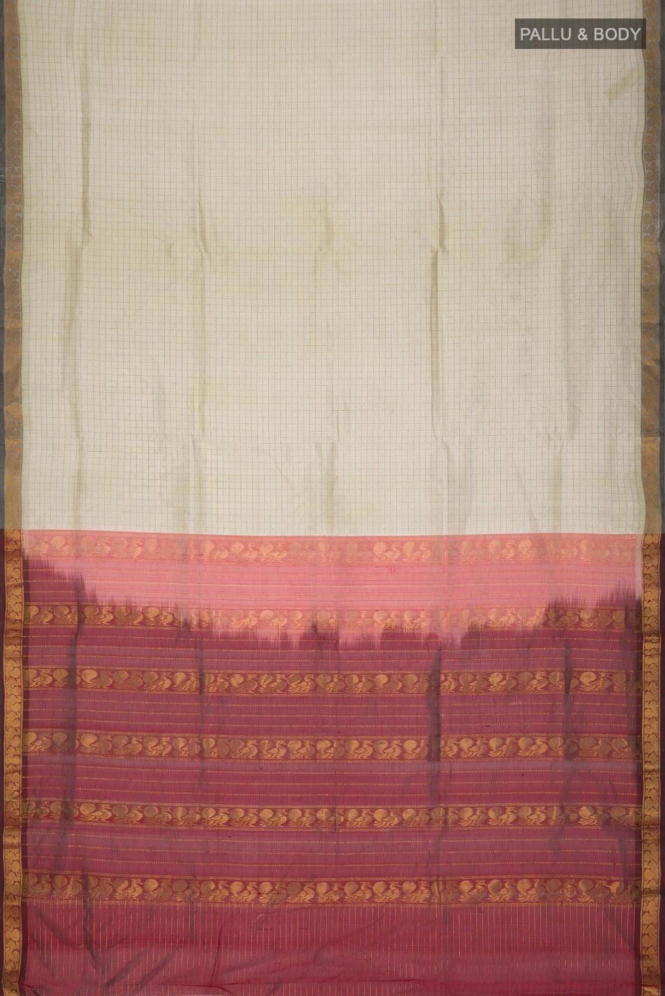 Cream Silk Cotton Saree