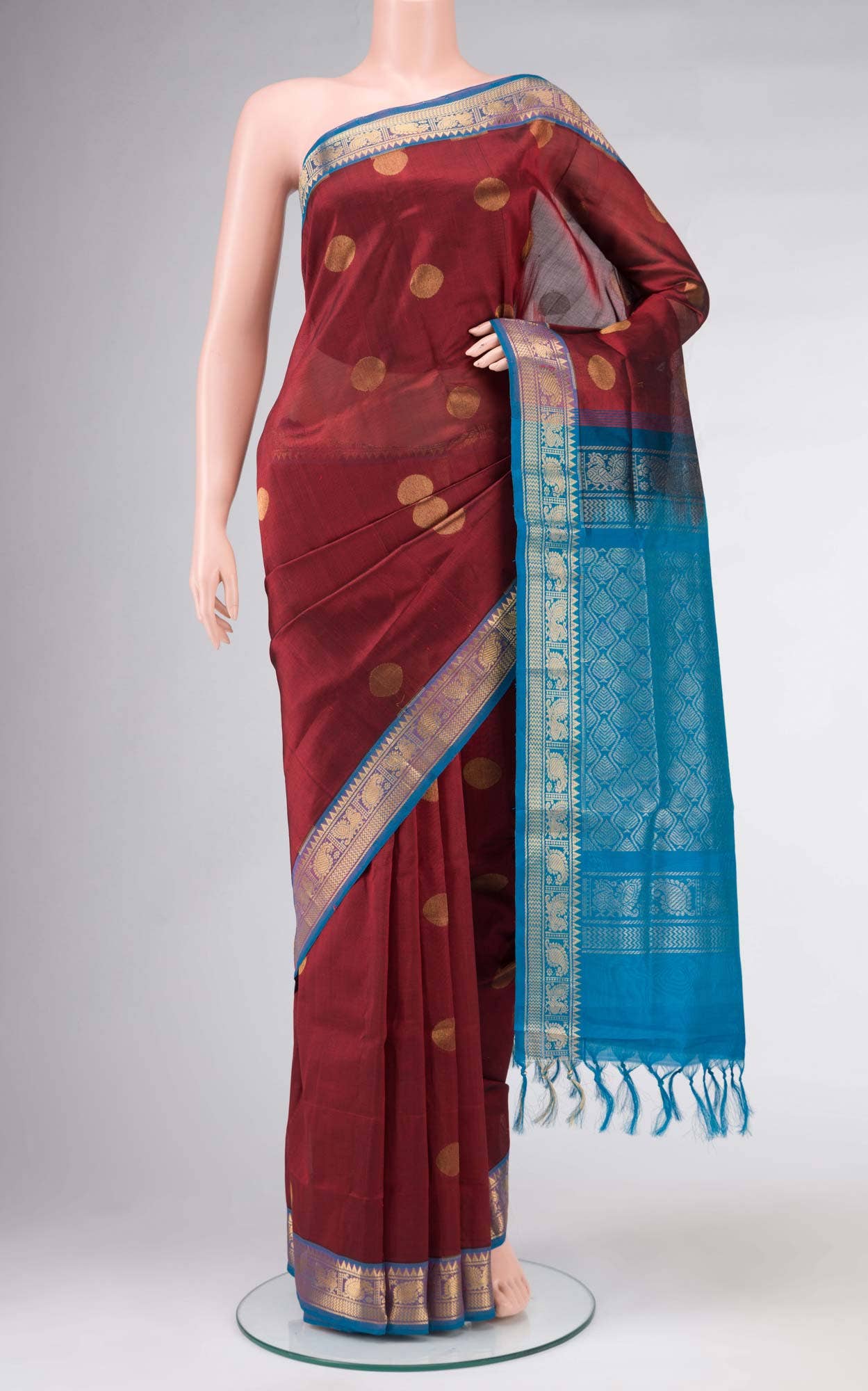 Maroon Silk Cotton Saree