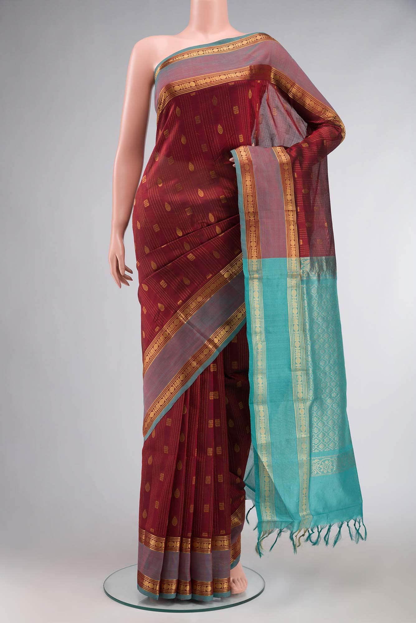 Maroon Silk Cotton Saree
