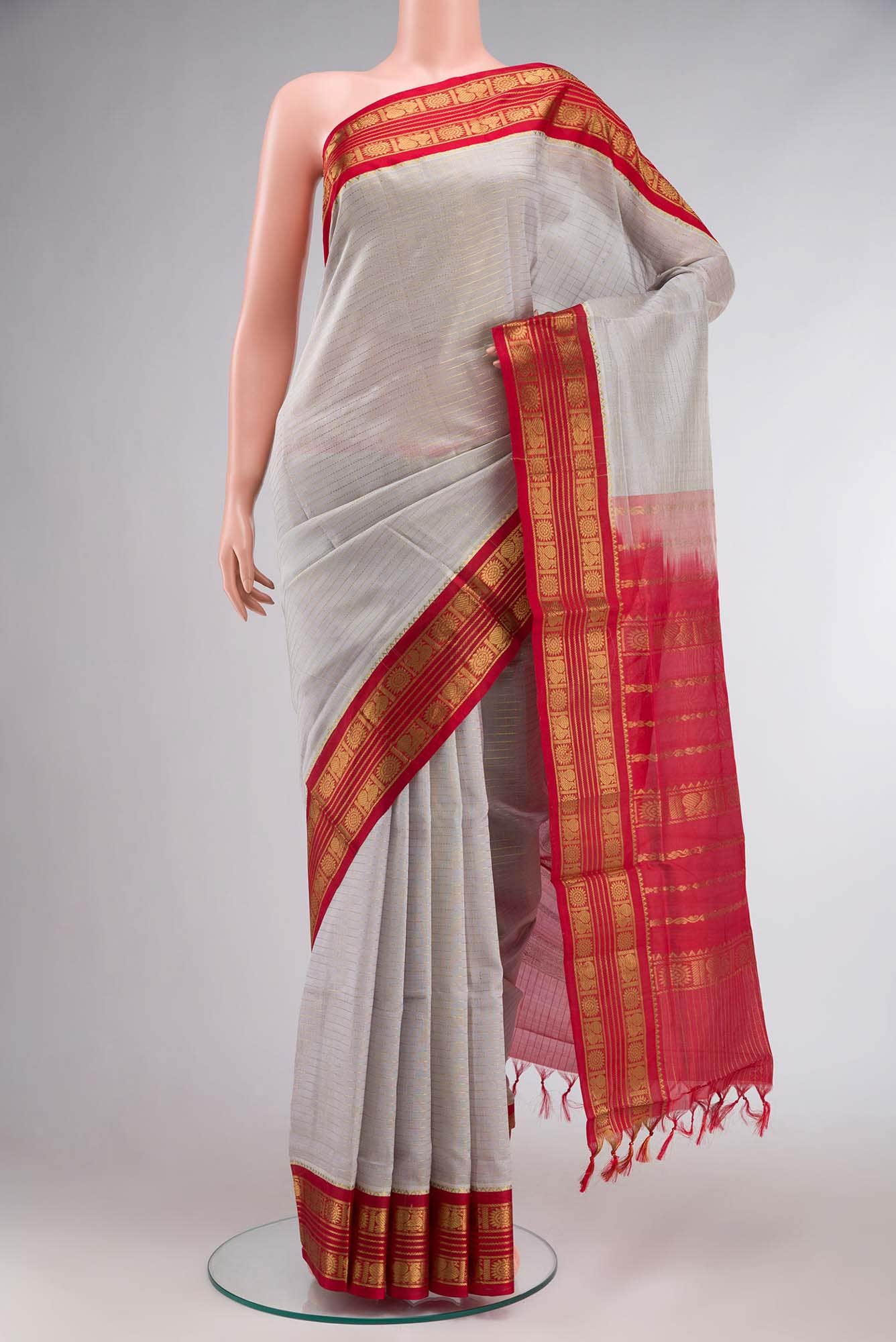 Grey Silk Cotton Saree