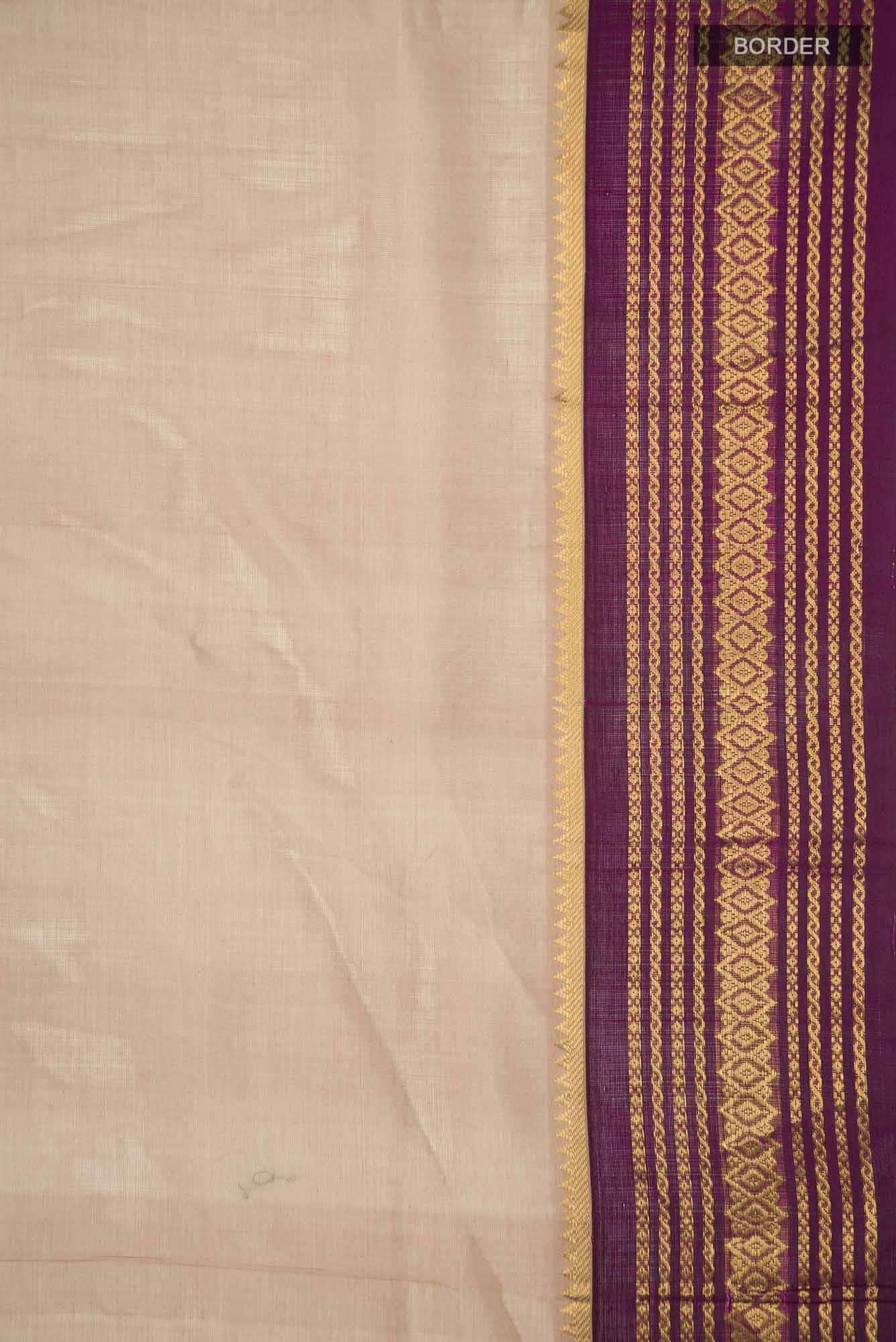 Beige Silk Cotton Saree