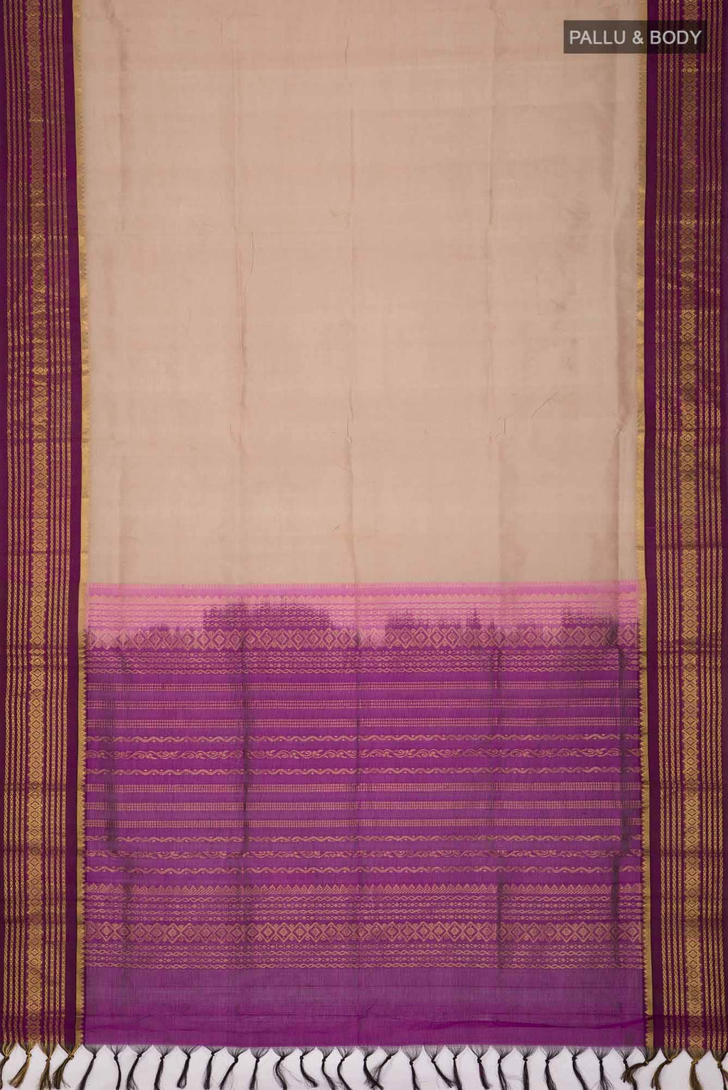 Beige Silk Cotton Saree