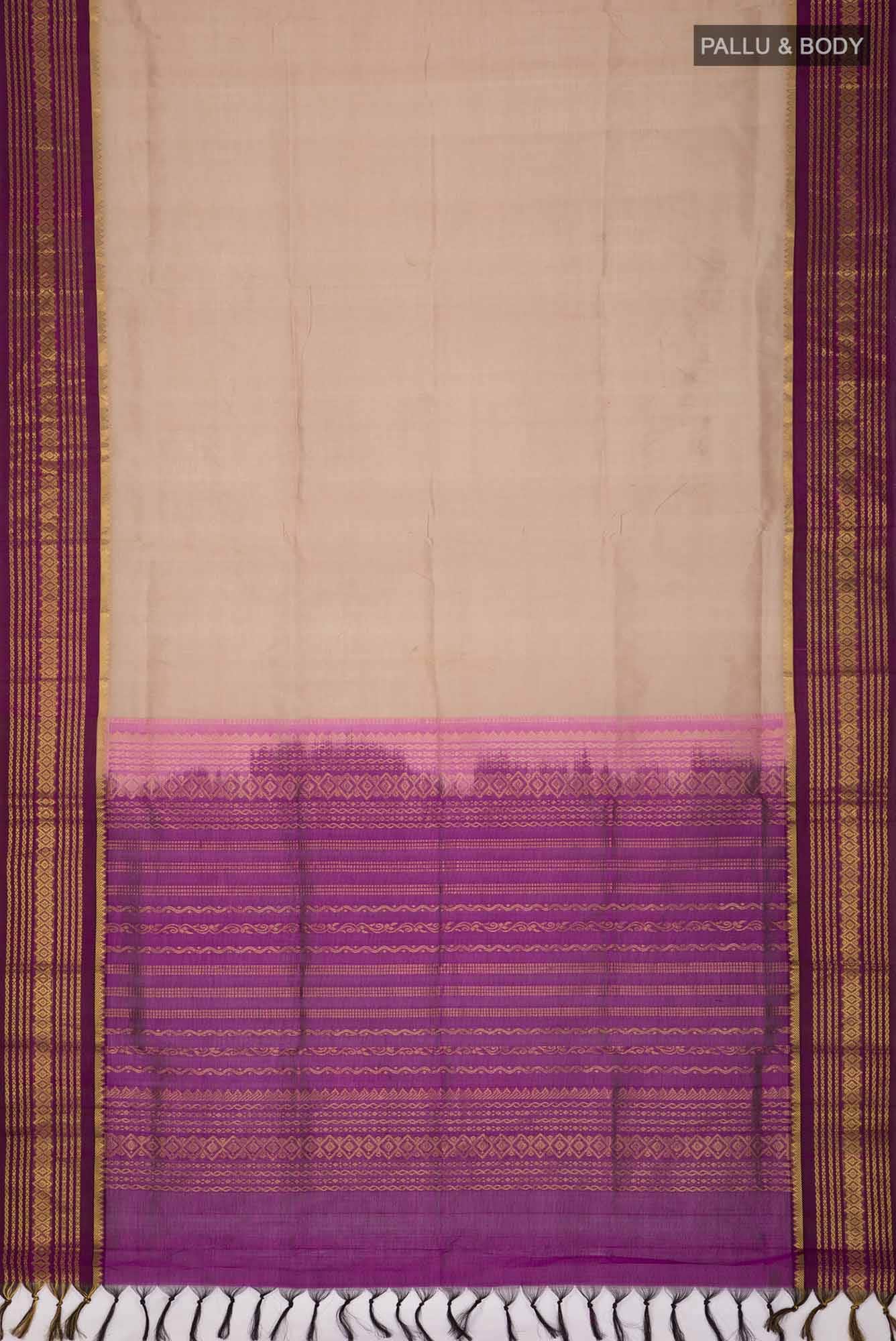Beige Silk Cotton Saree