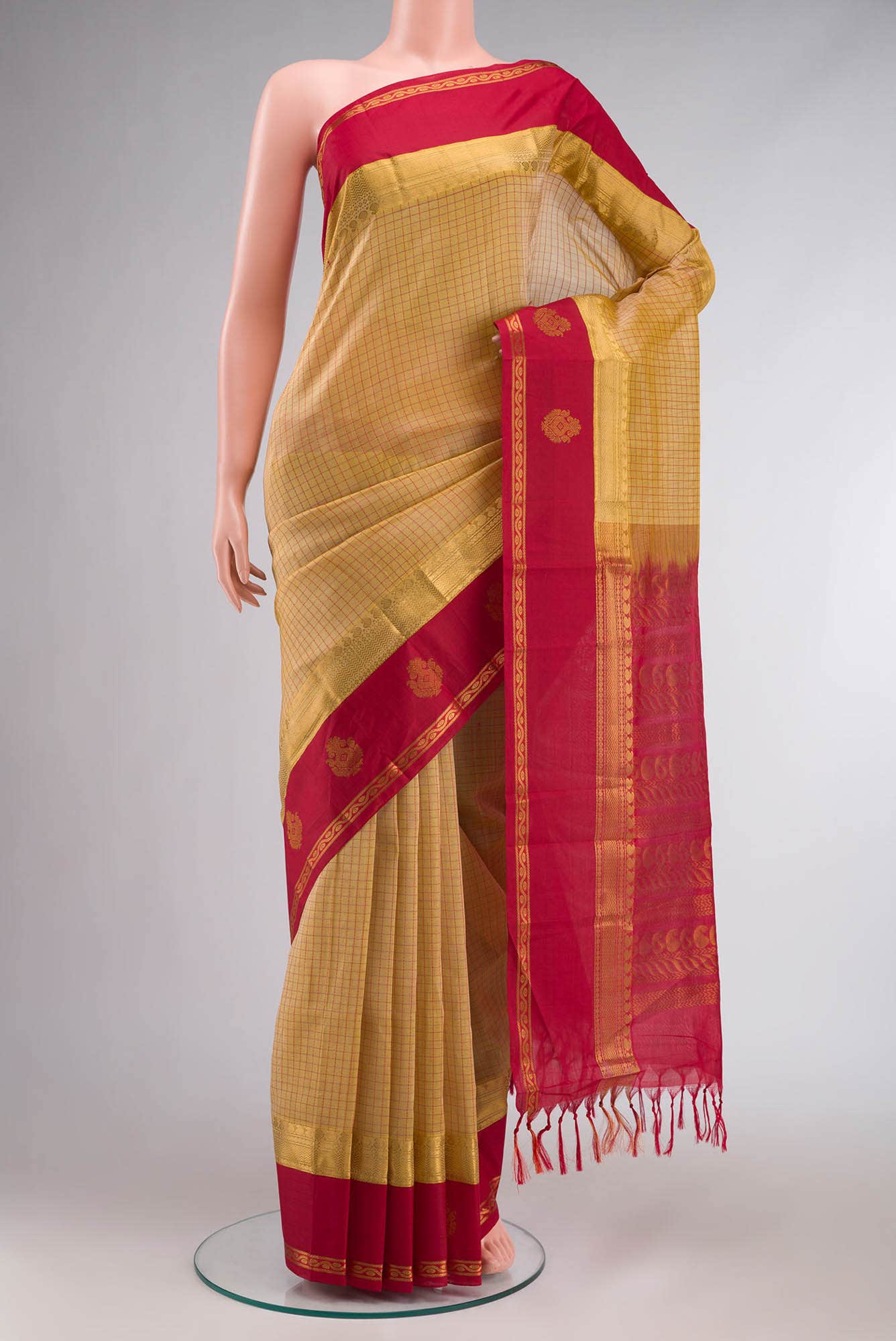 Yellow Silk Cotton Saree