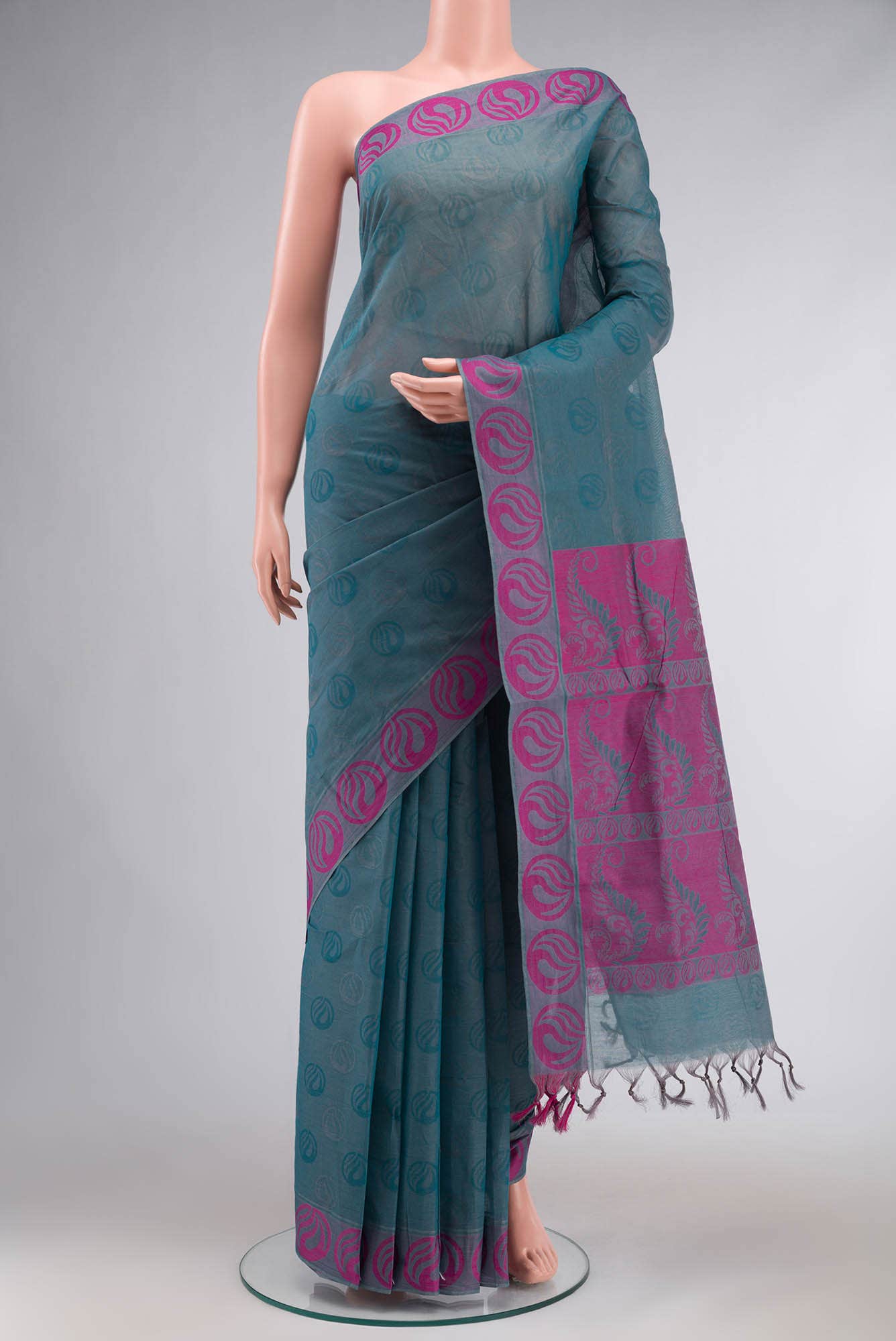 Blue Coimbatore Cotton Saree