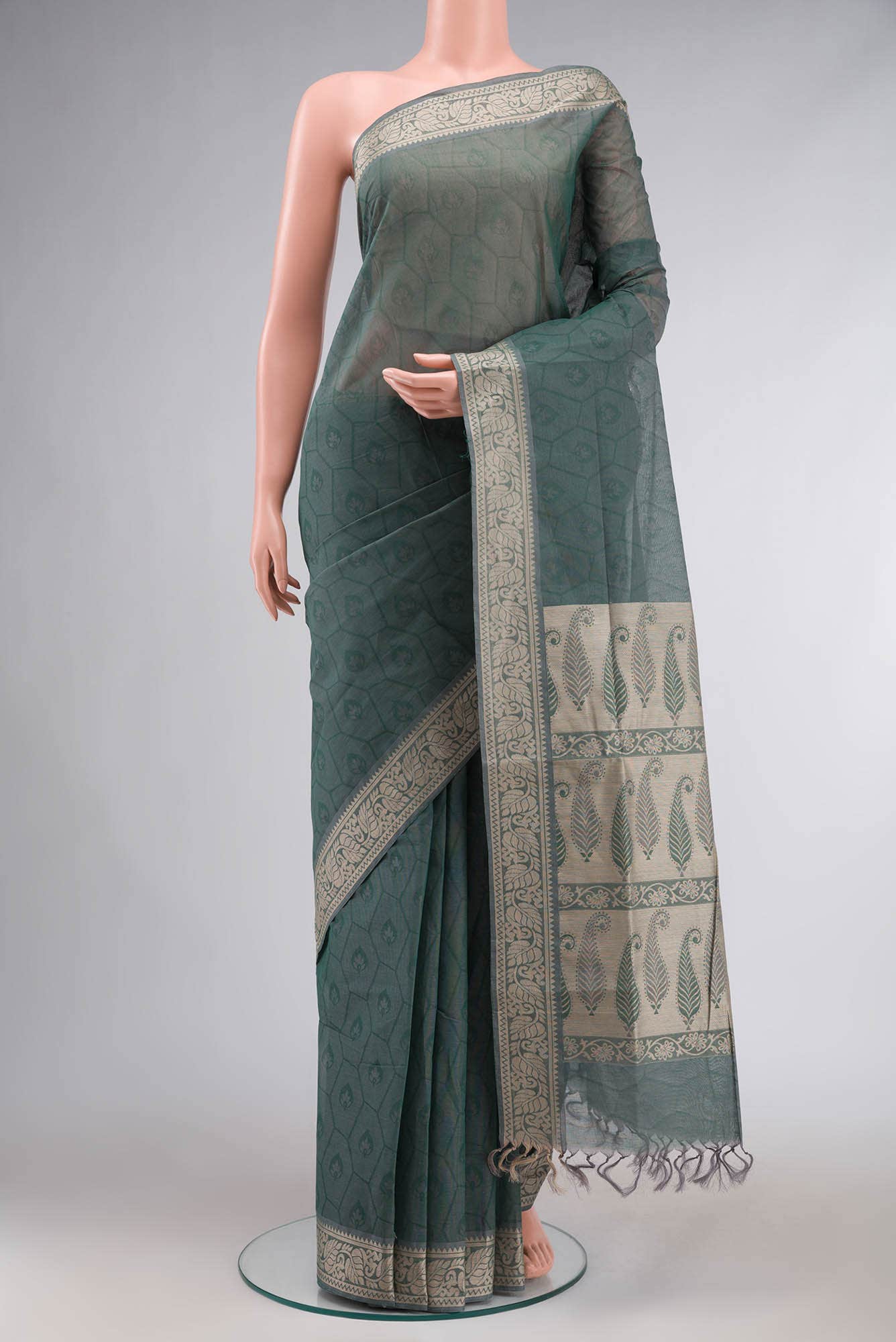Green Coimbatore Cotton Saree
