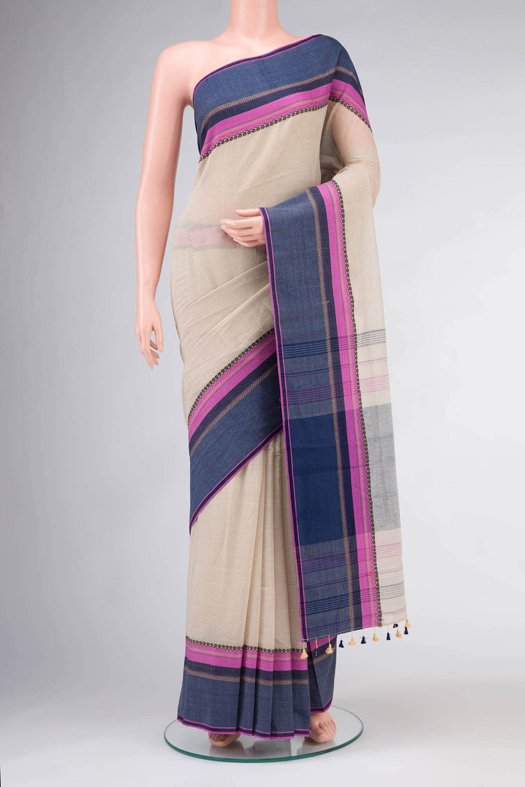 Beige Bengal Cotton Saree