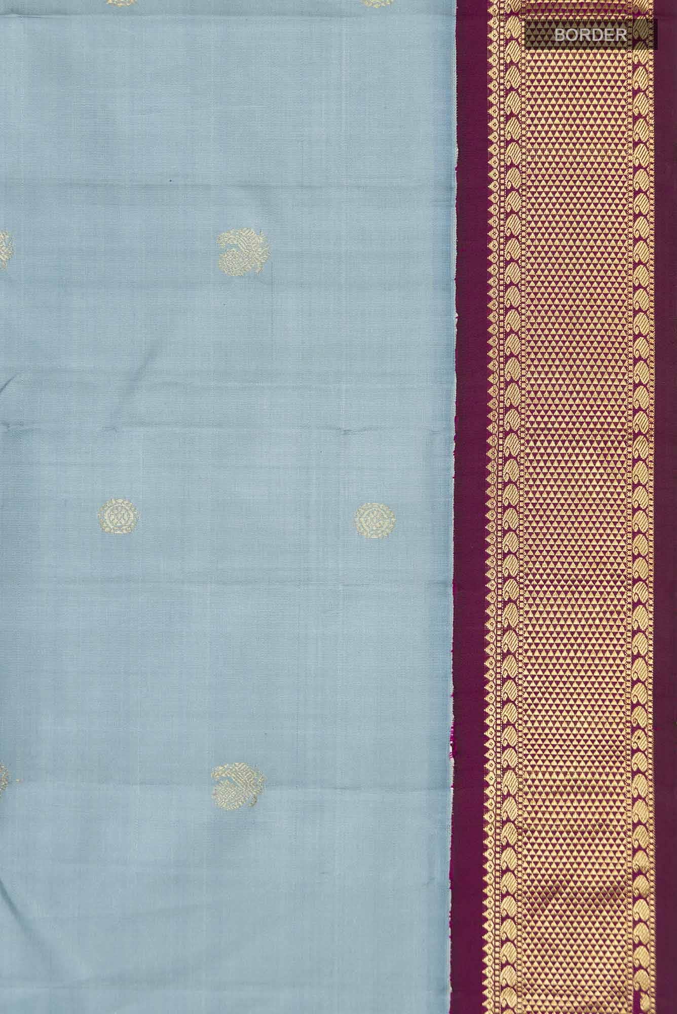 Blue Grey Kanchipuram Silk Saree