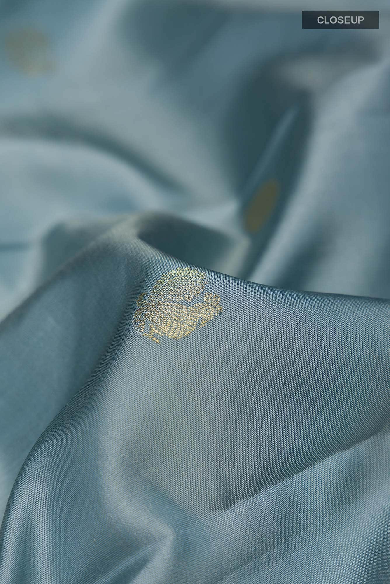 Blue Grey Kanchipuram Silk Saree