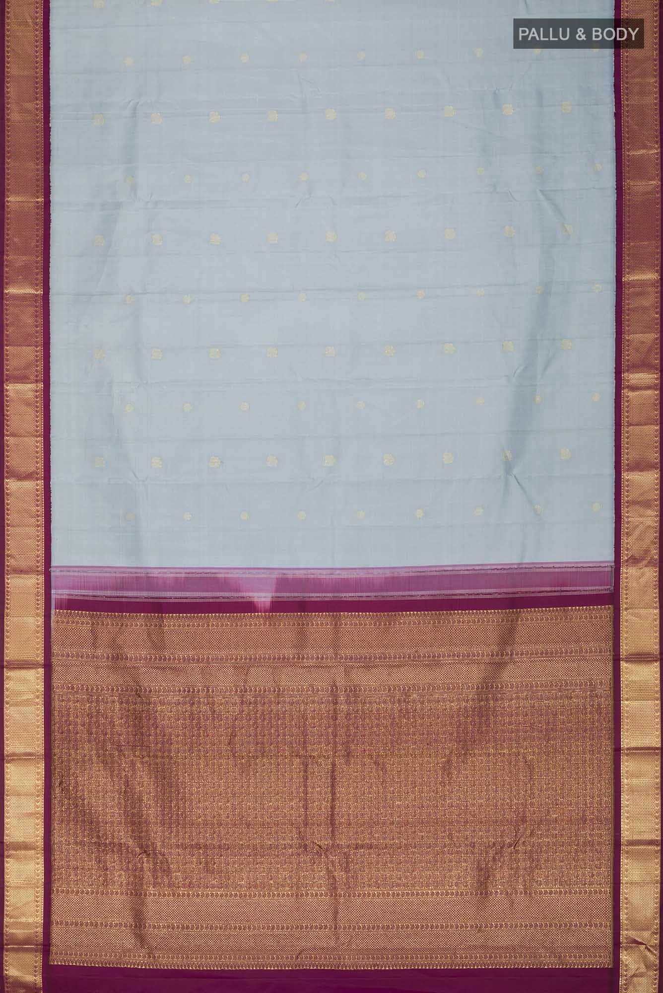 Blue Grey Kanchipuram Silk Saree