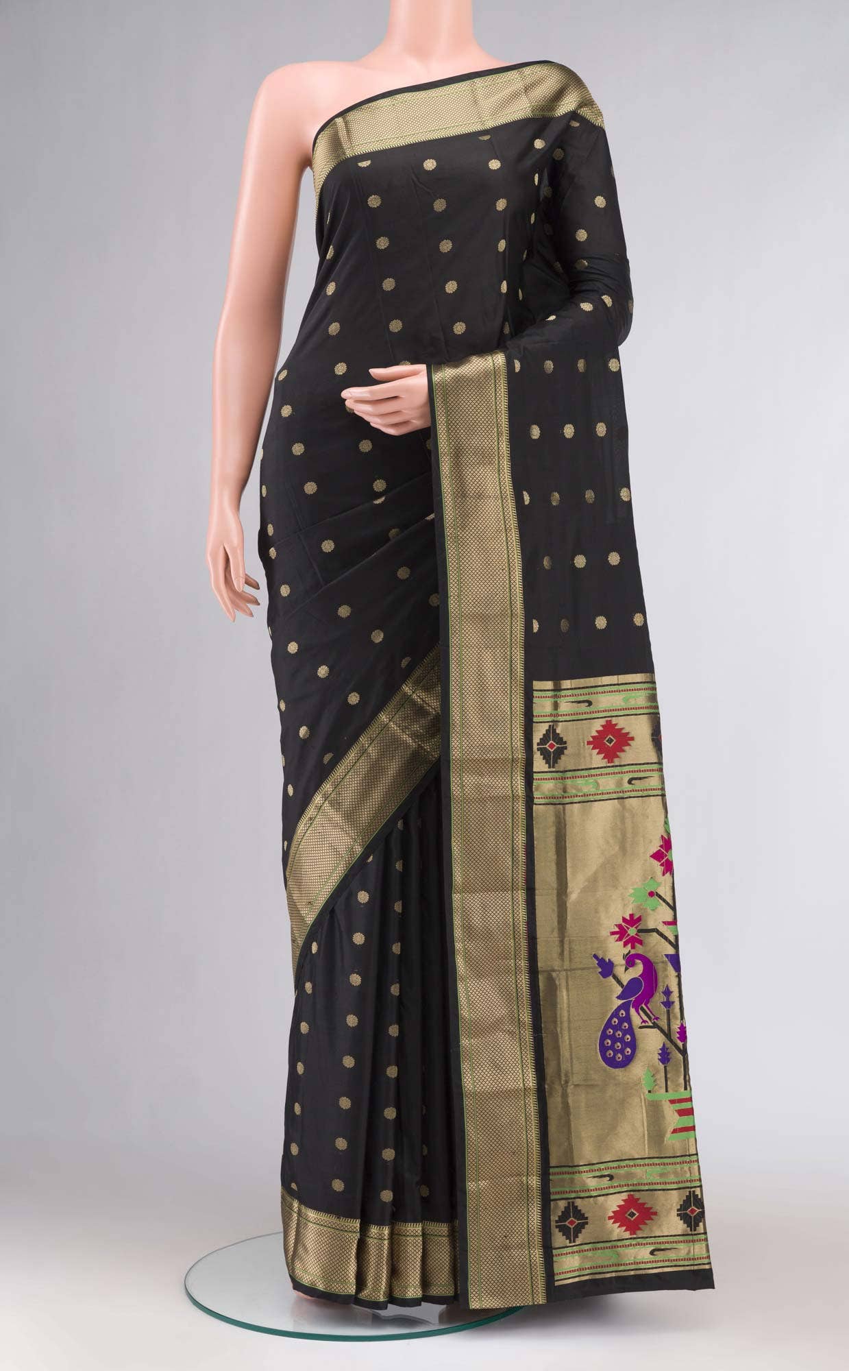 Black Blended Bangalore Silk Saree
