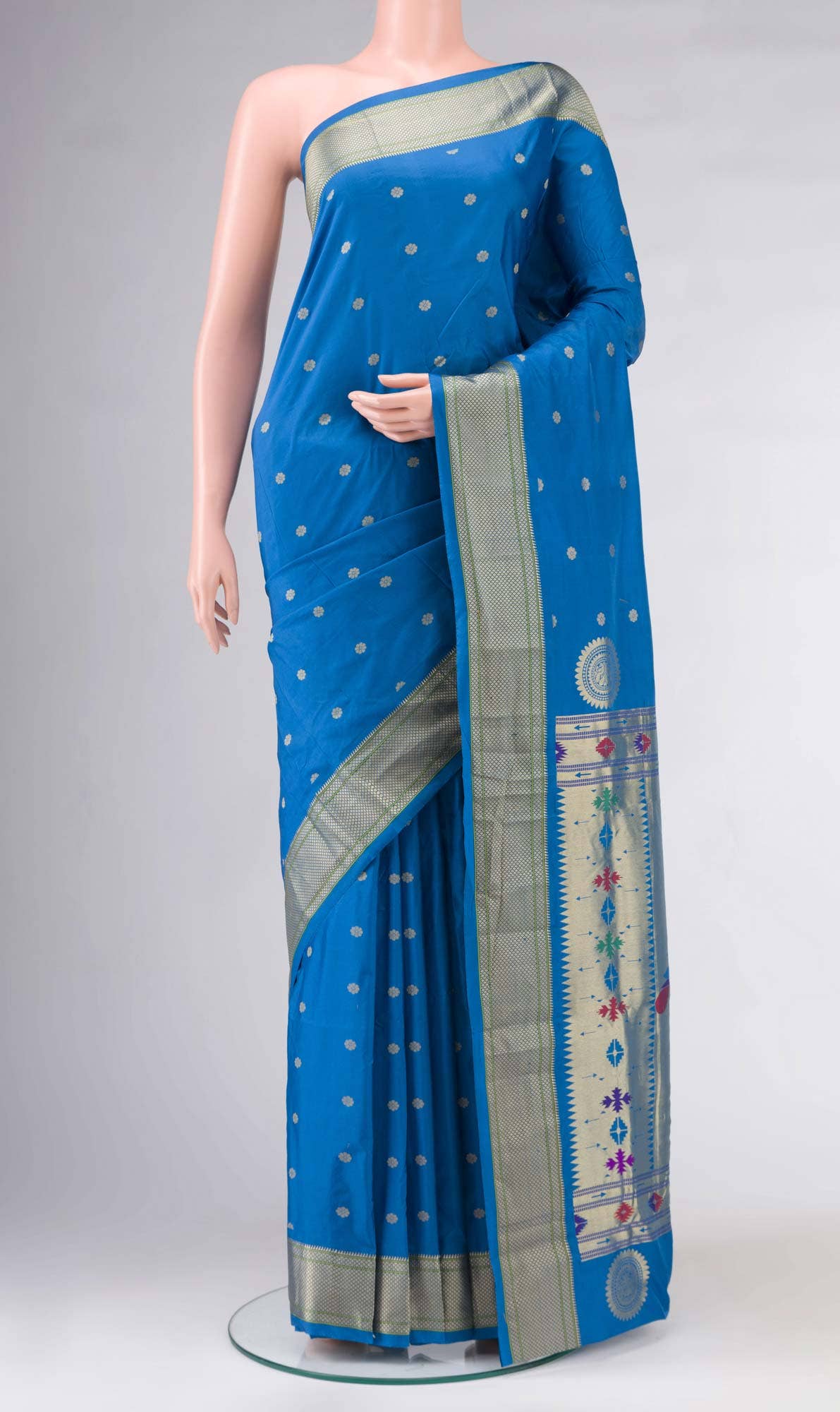 Blue Blended Bangalore Silk Saree