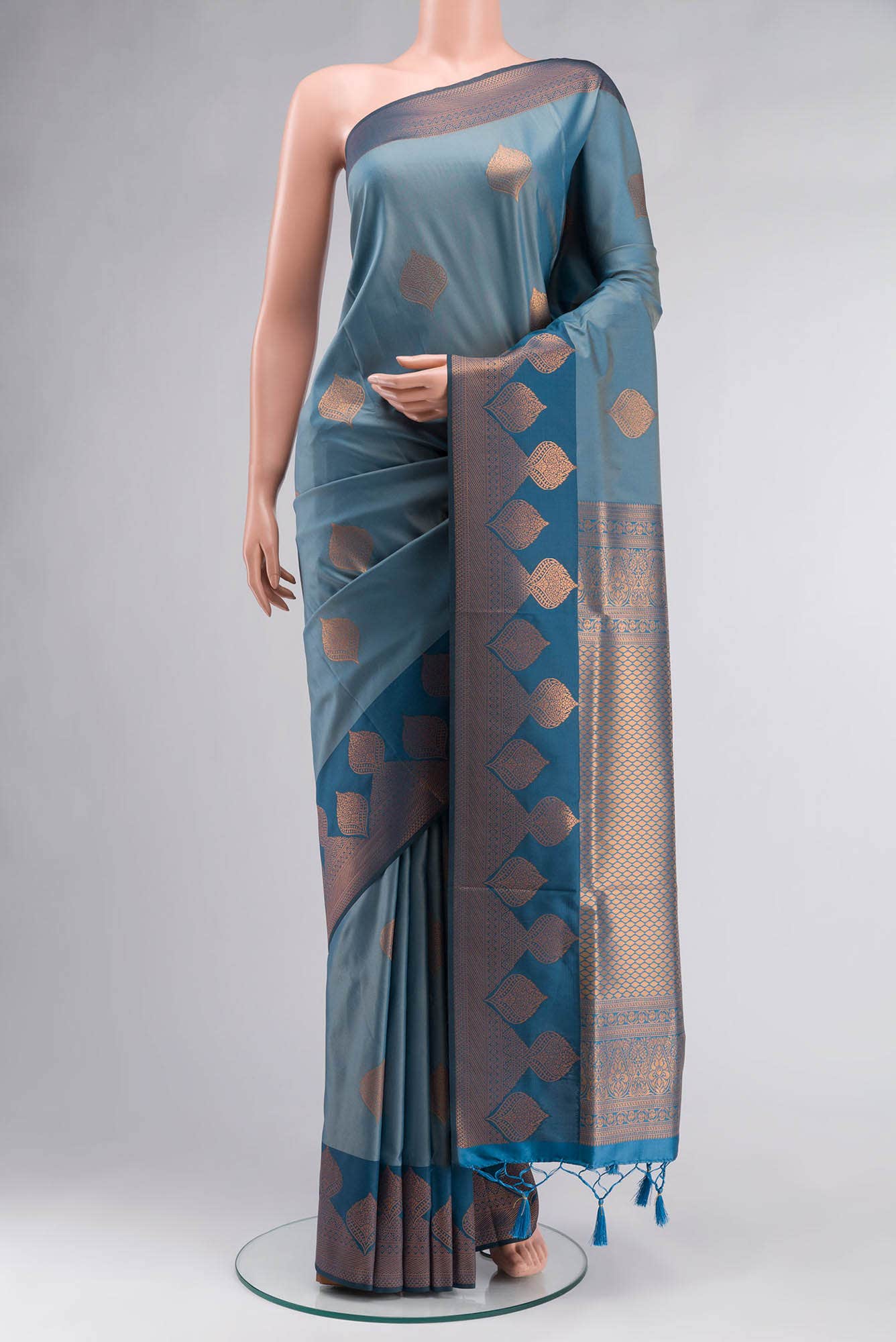 Blue Blended Art Silk Saree