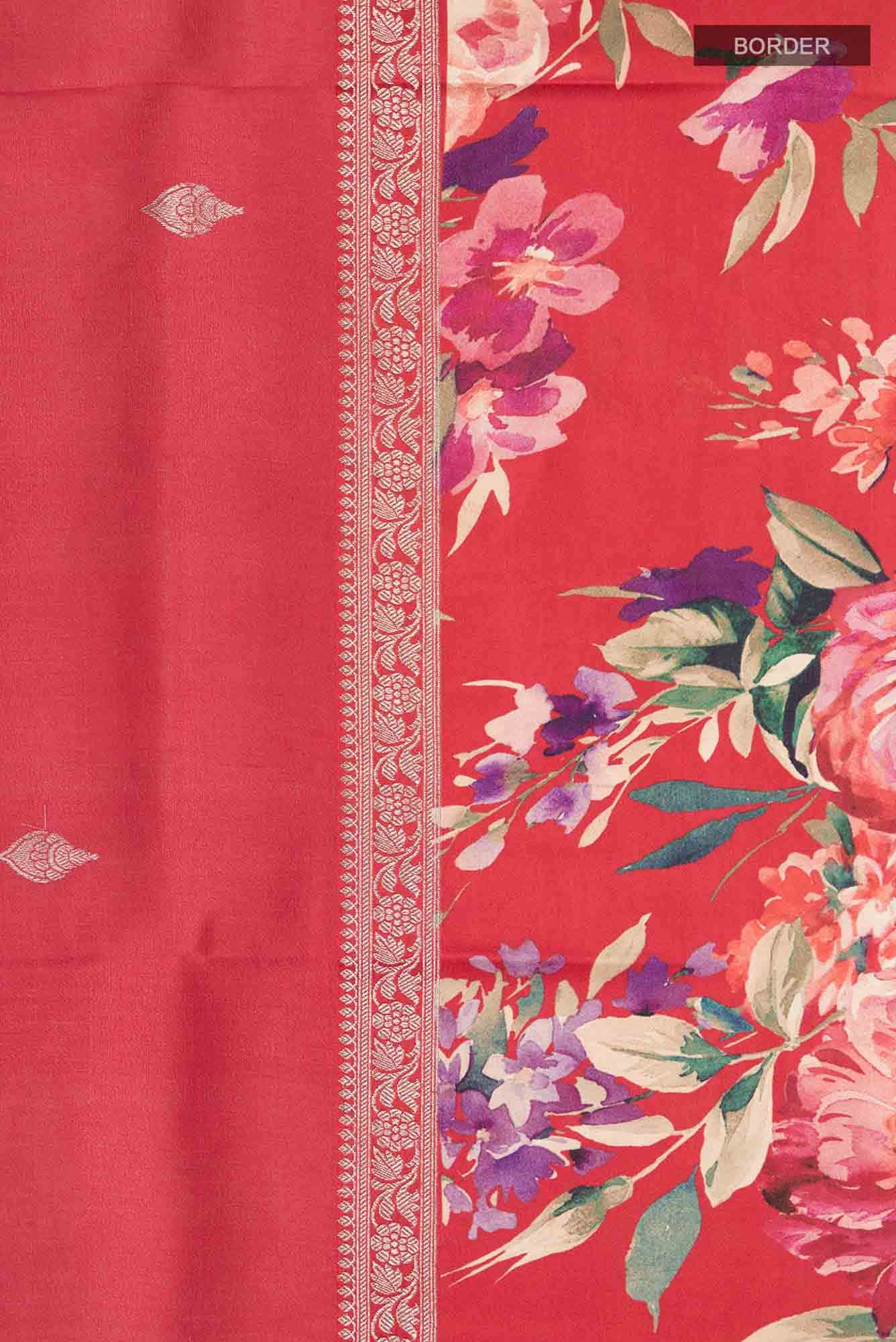Red Bhagalpuri Tussar Silk Saree