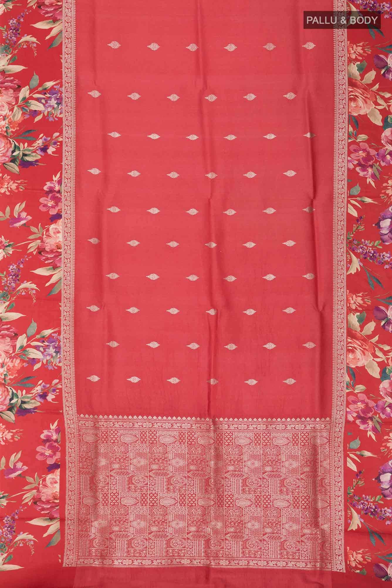 Red Bhagalpuri Tussar Silk Saree