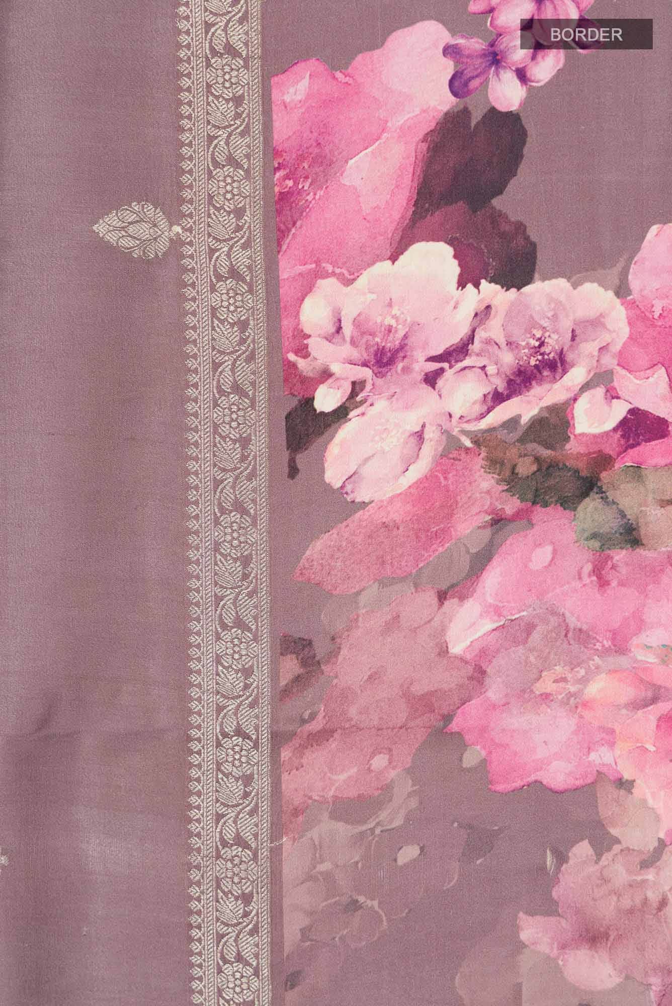 Mauve Bhagalpuri Tussar Silk Saree