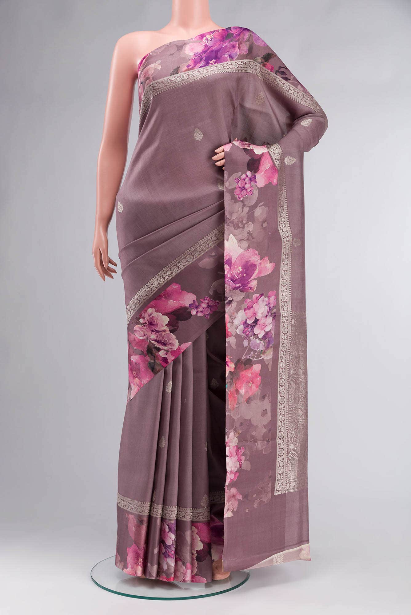 Mauve Bhagalpuri Tussar Silk Saree