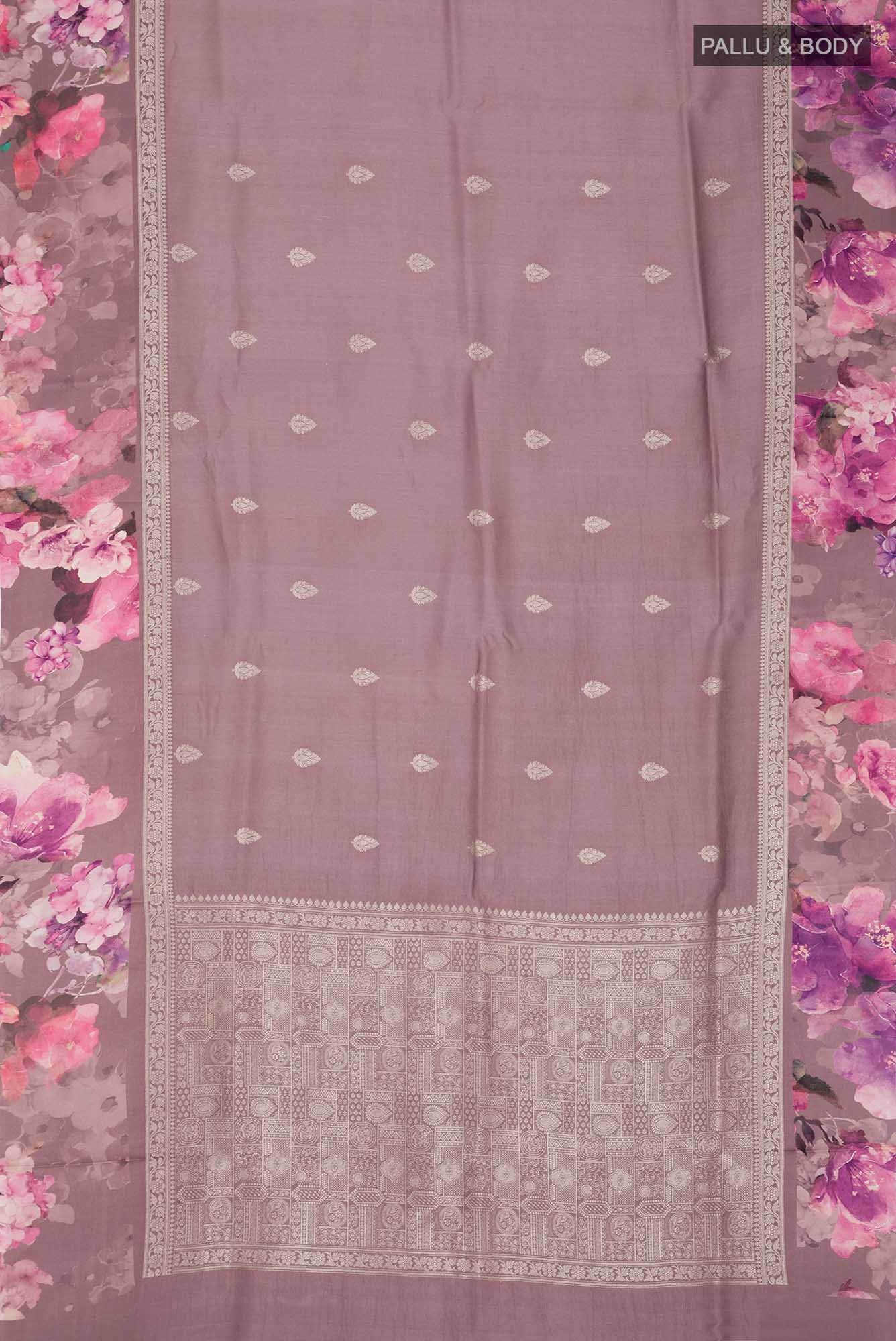 Mauve Bhagalpuri Tussar Silk Saree