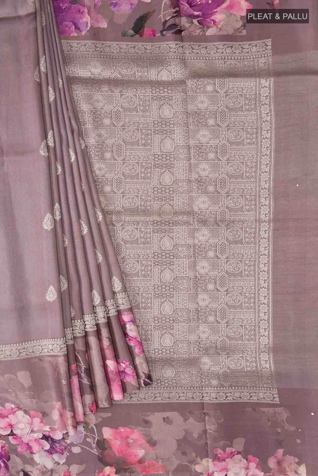 Mauve Bhagalpuri Tussar Silk Saree