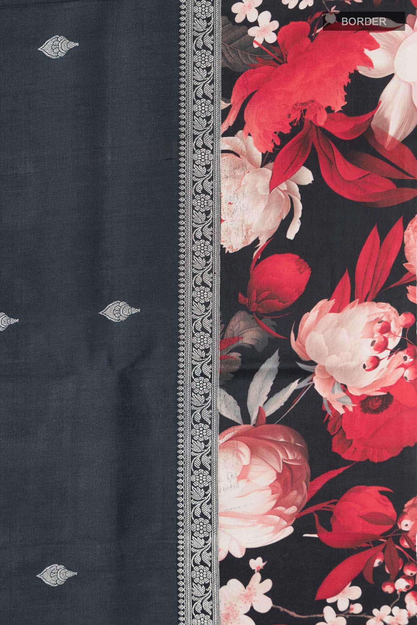 Black Tussar Silk Saree