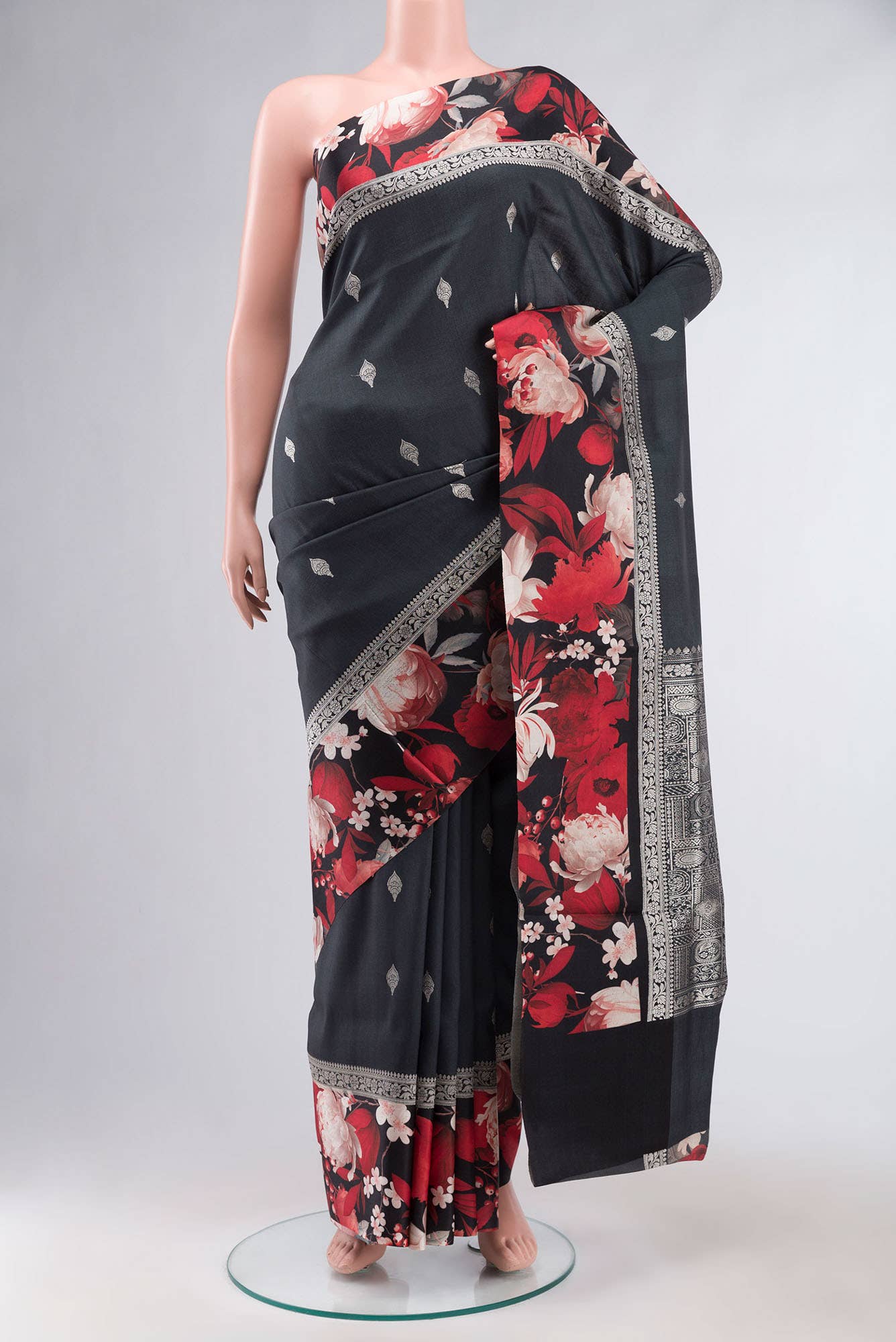 Black Tussar Silk Saree