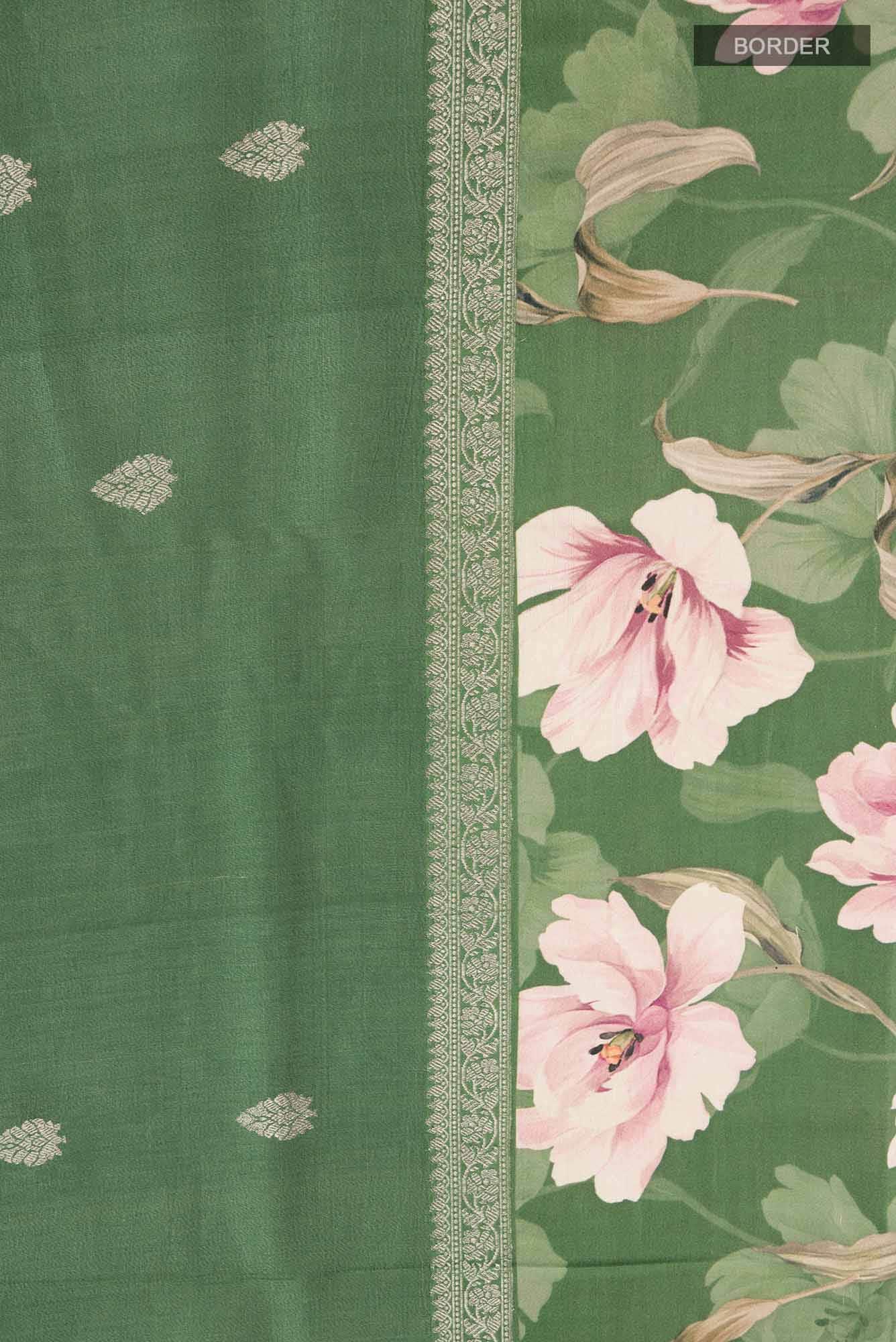 Green Bhagalpuri Tussar Silk Saree
