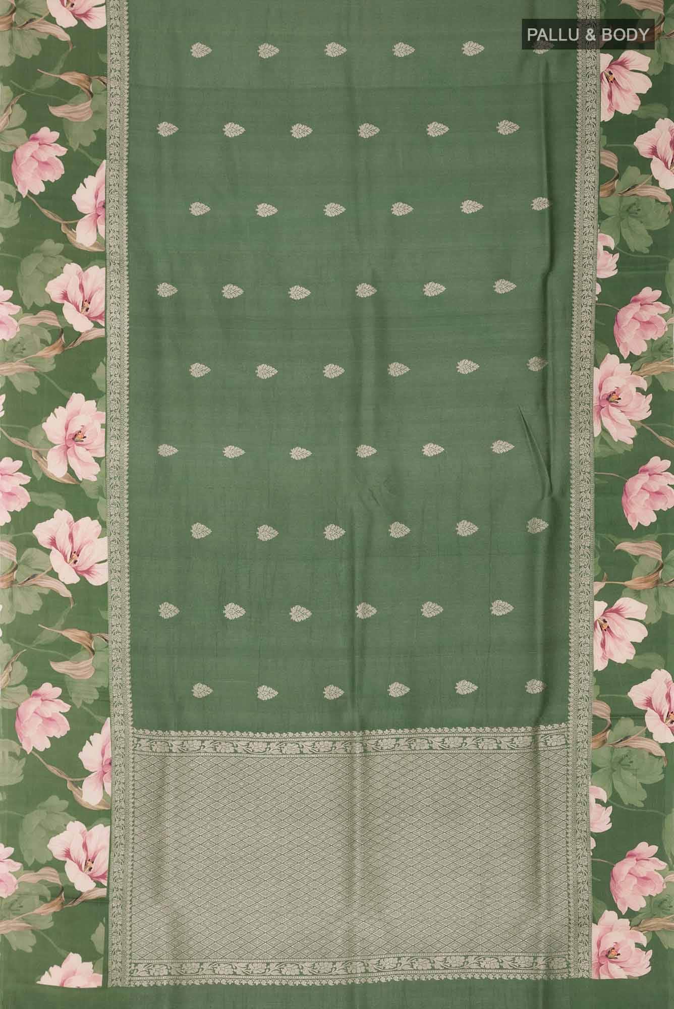 Green Bhagalpuri Tussar Silk Saree