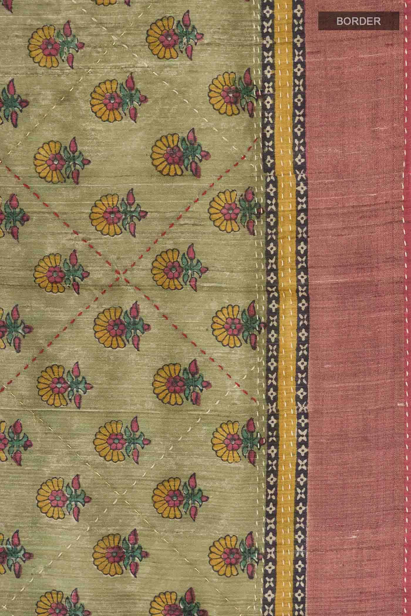 Green Tussar Silk Saree