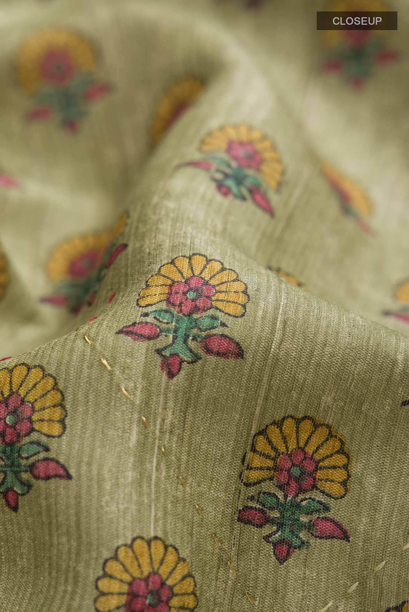 Green Tussar Silk Saree