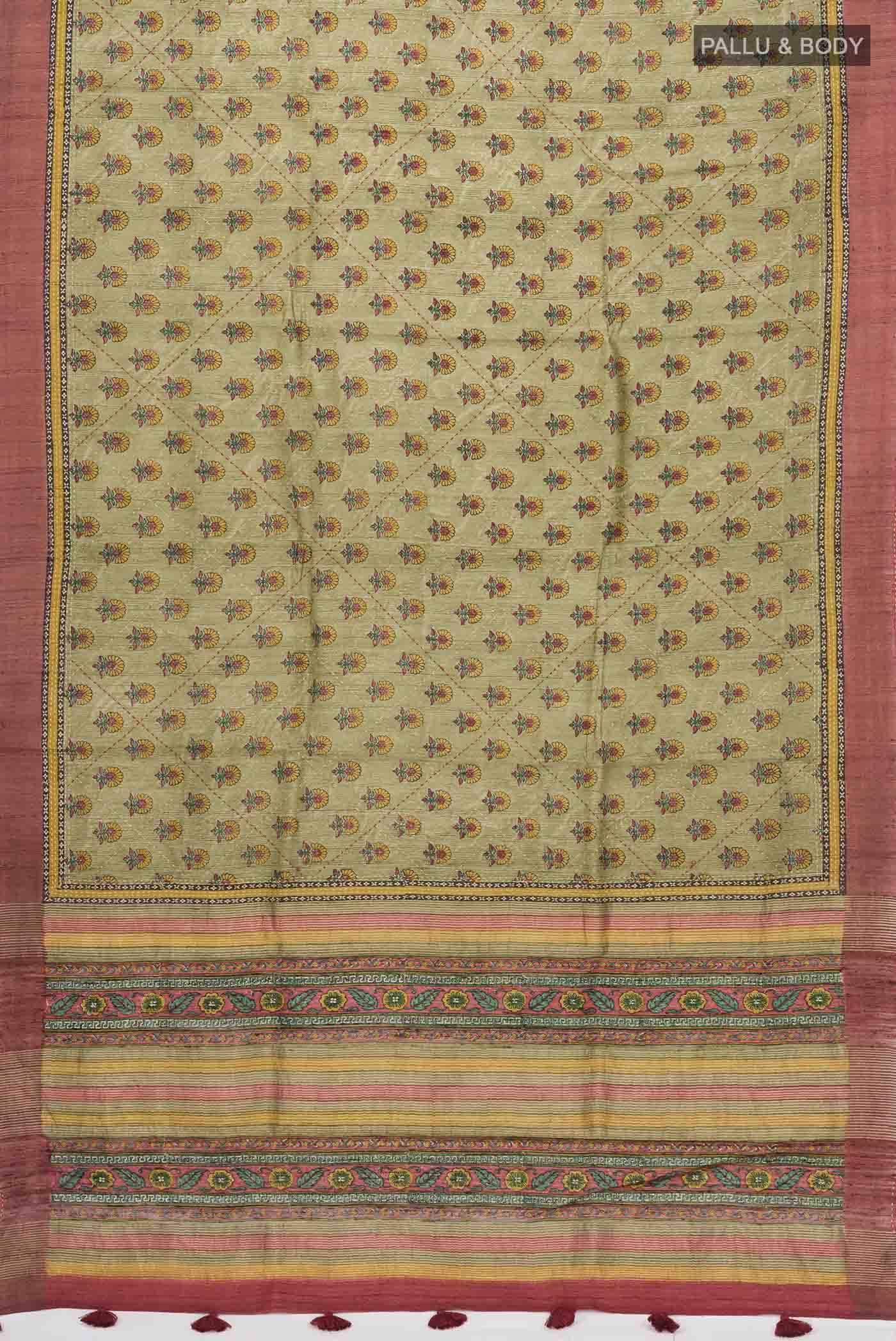 Green Tussar Silk Saree