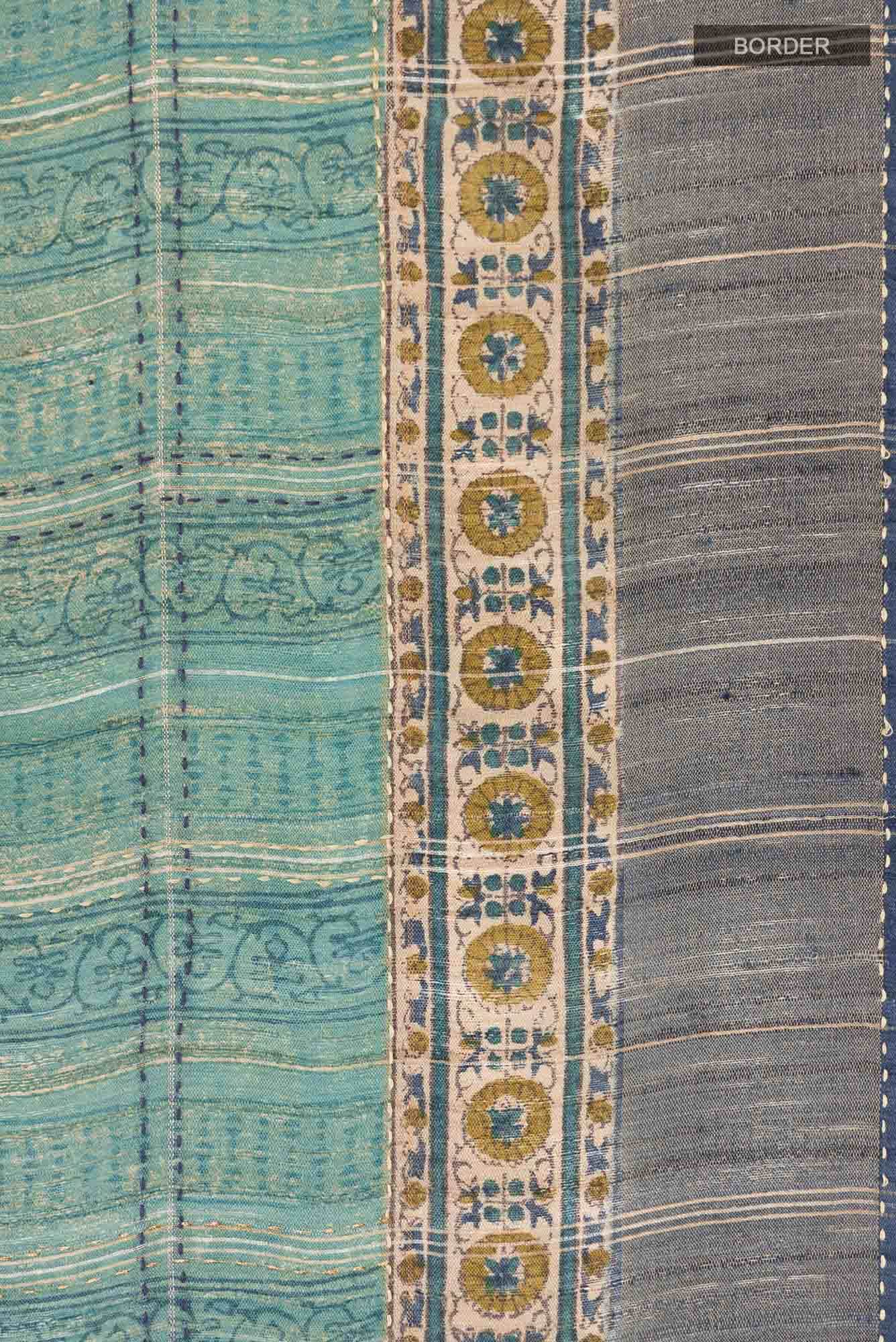 Green Bhagalpuri Tussar Silk Saree