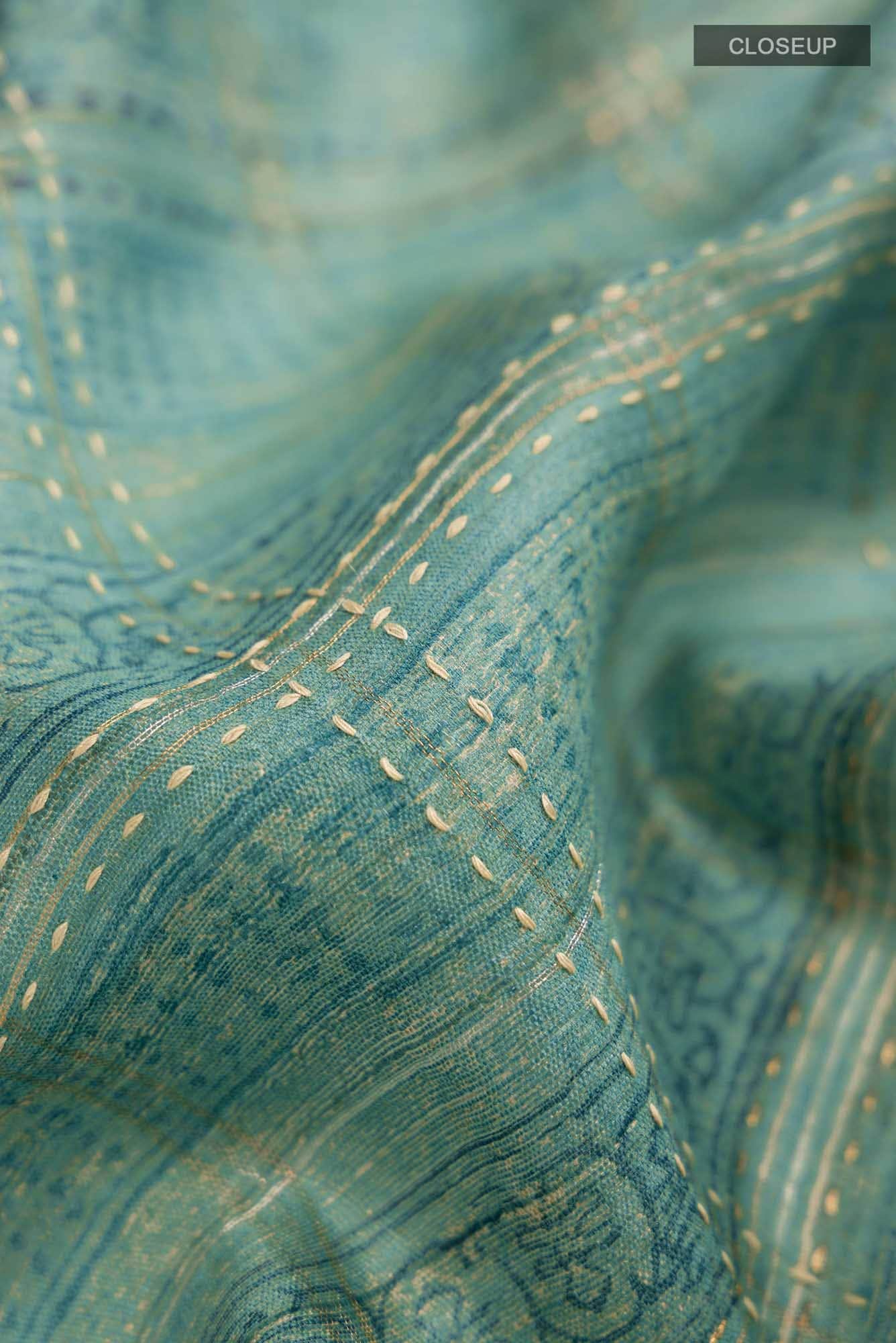 Green Bhagalpuri Tussar Silk Saree