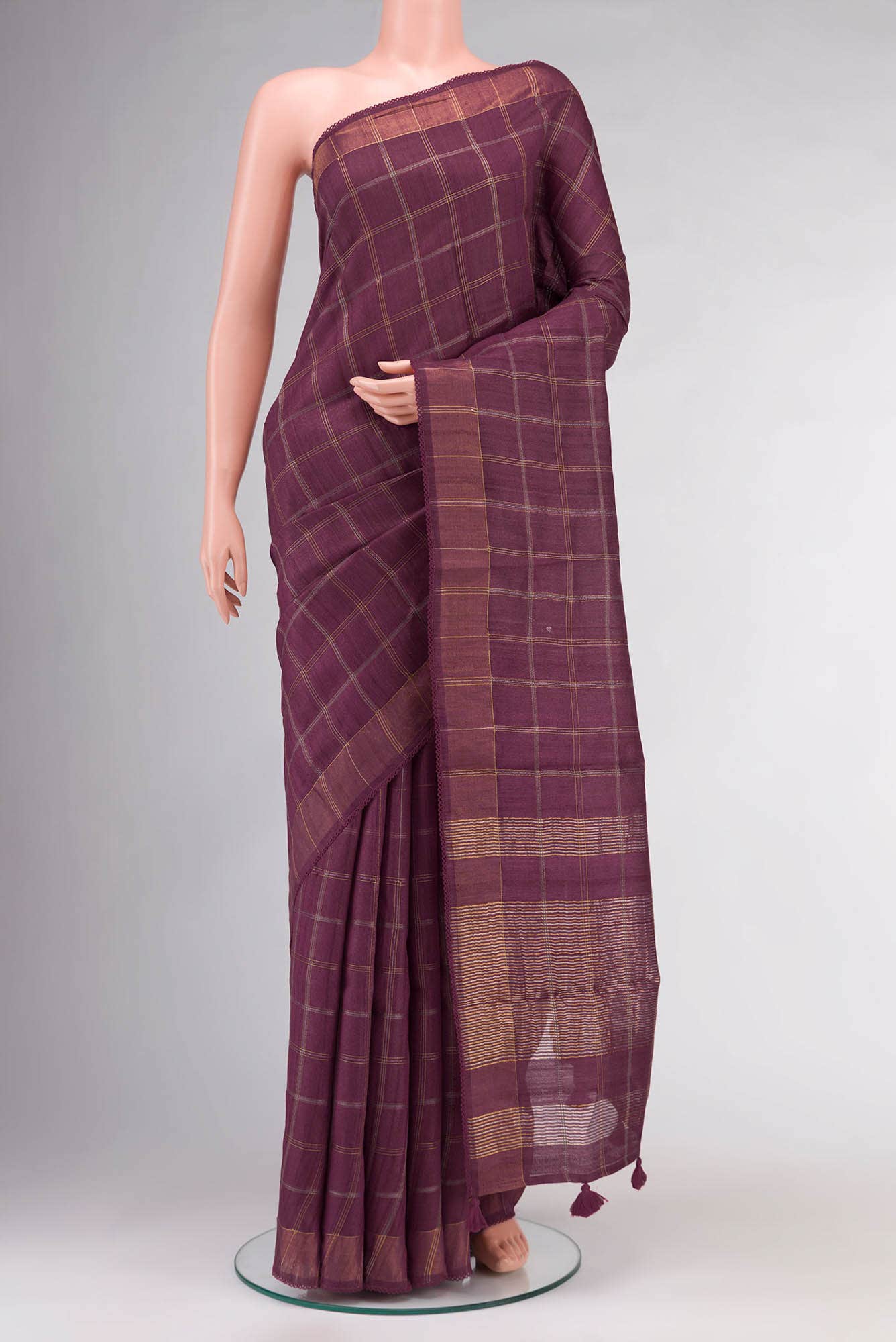Maroon Bhagalpuri Tussar Silk Saree