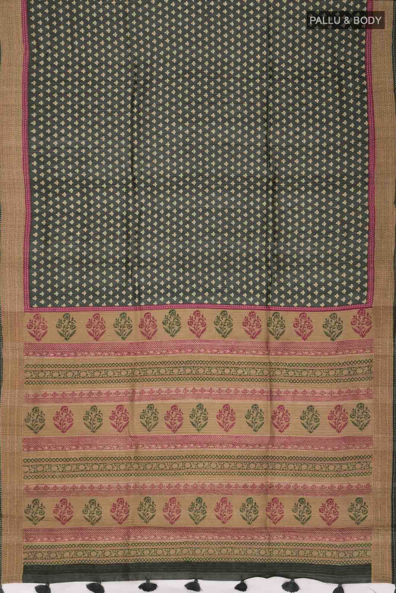 Green Bhagalpuri Tussar Silk Saree