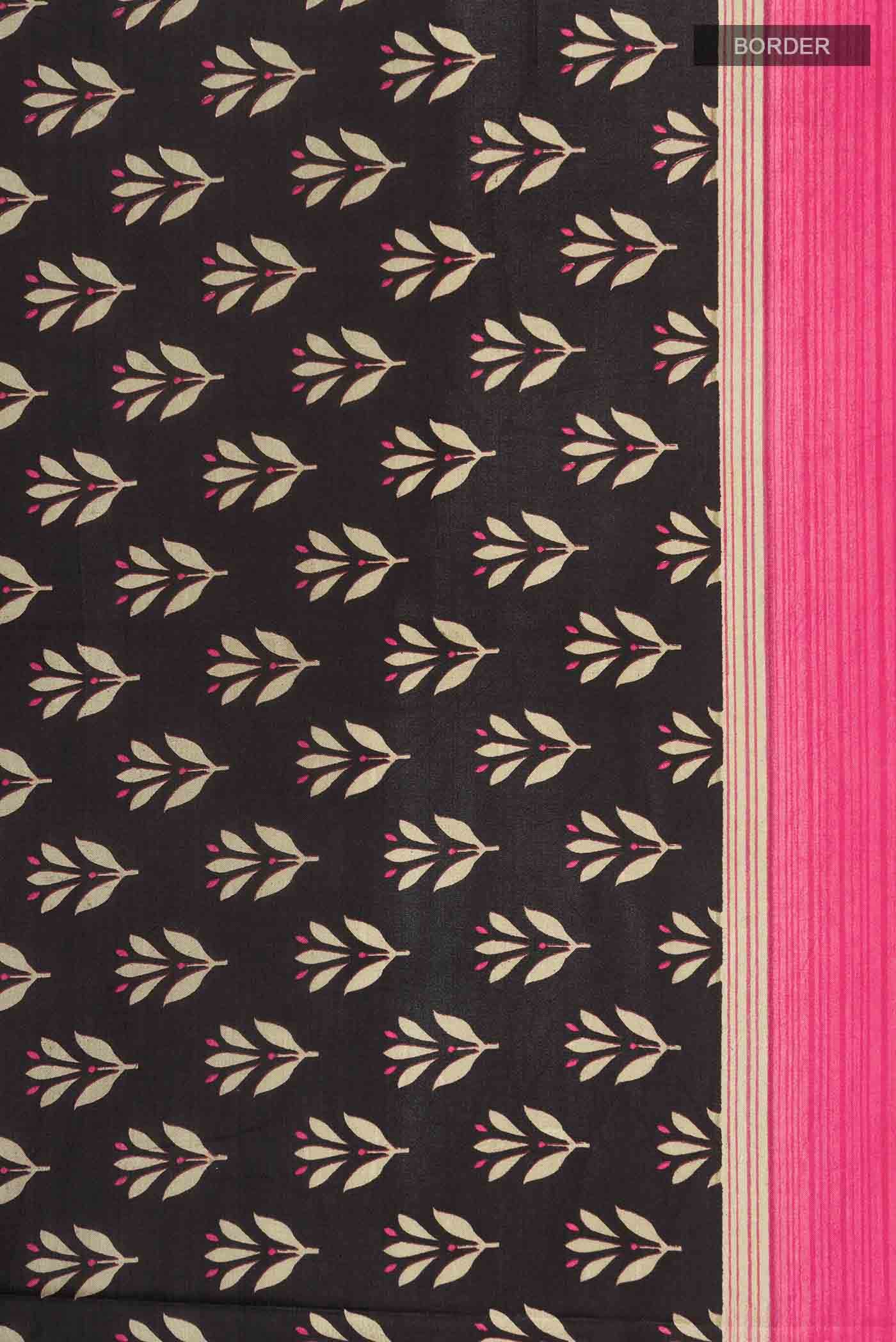Black Printed Silk Saree