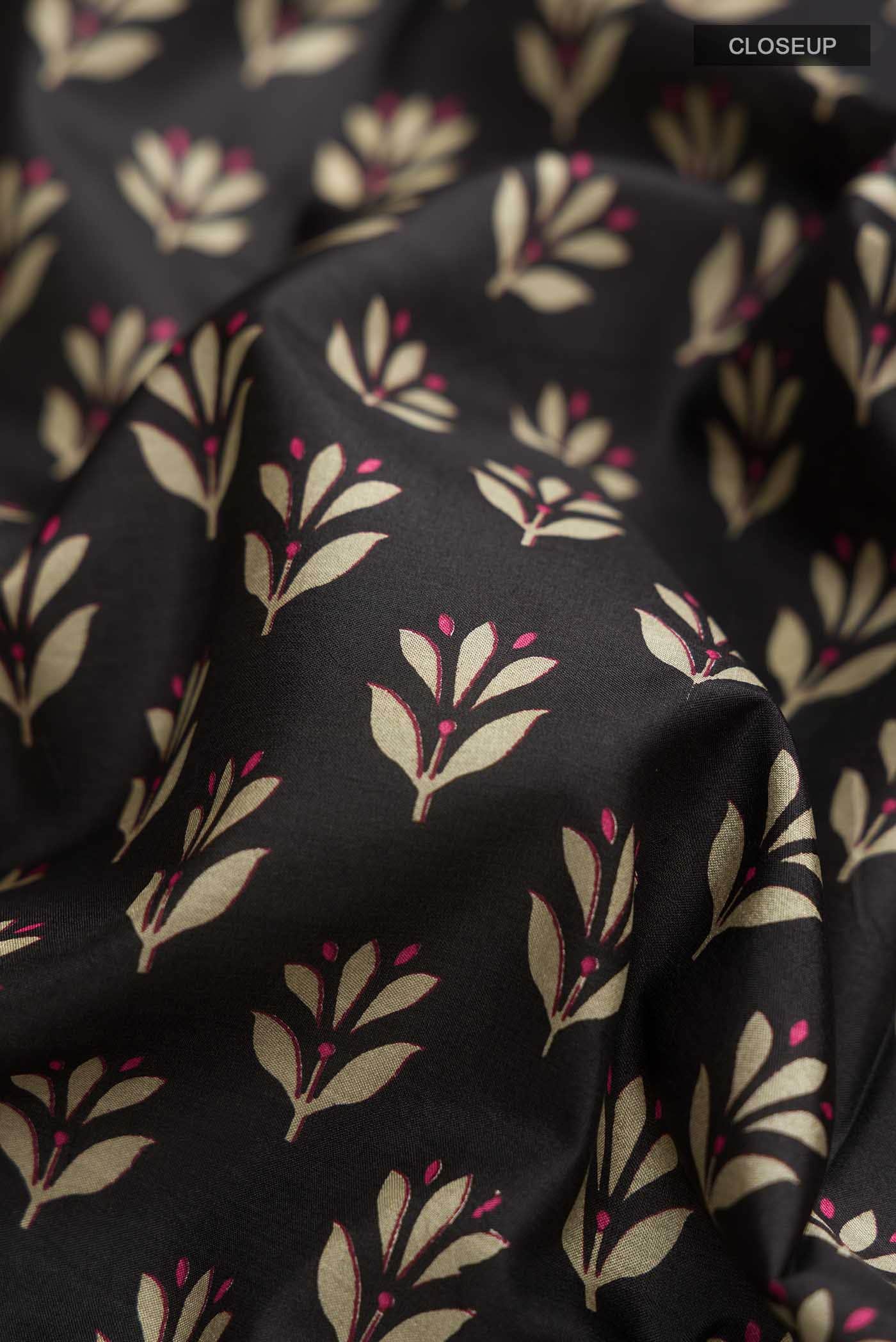 Black Printed Silk Saree