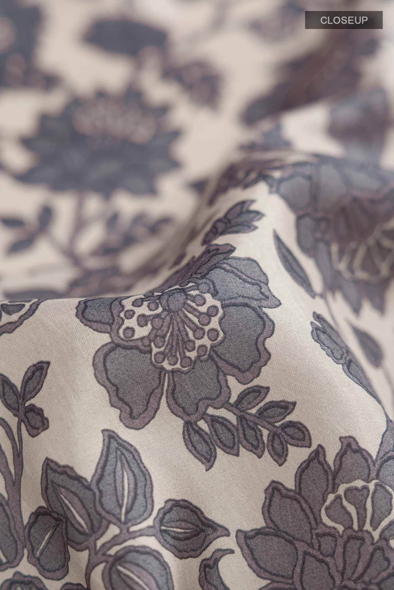 Beige Printed Silk Saree