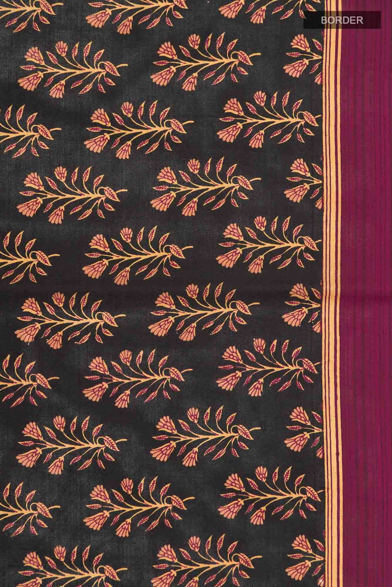Black Printed Silk Saree