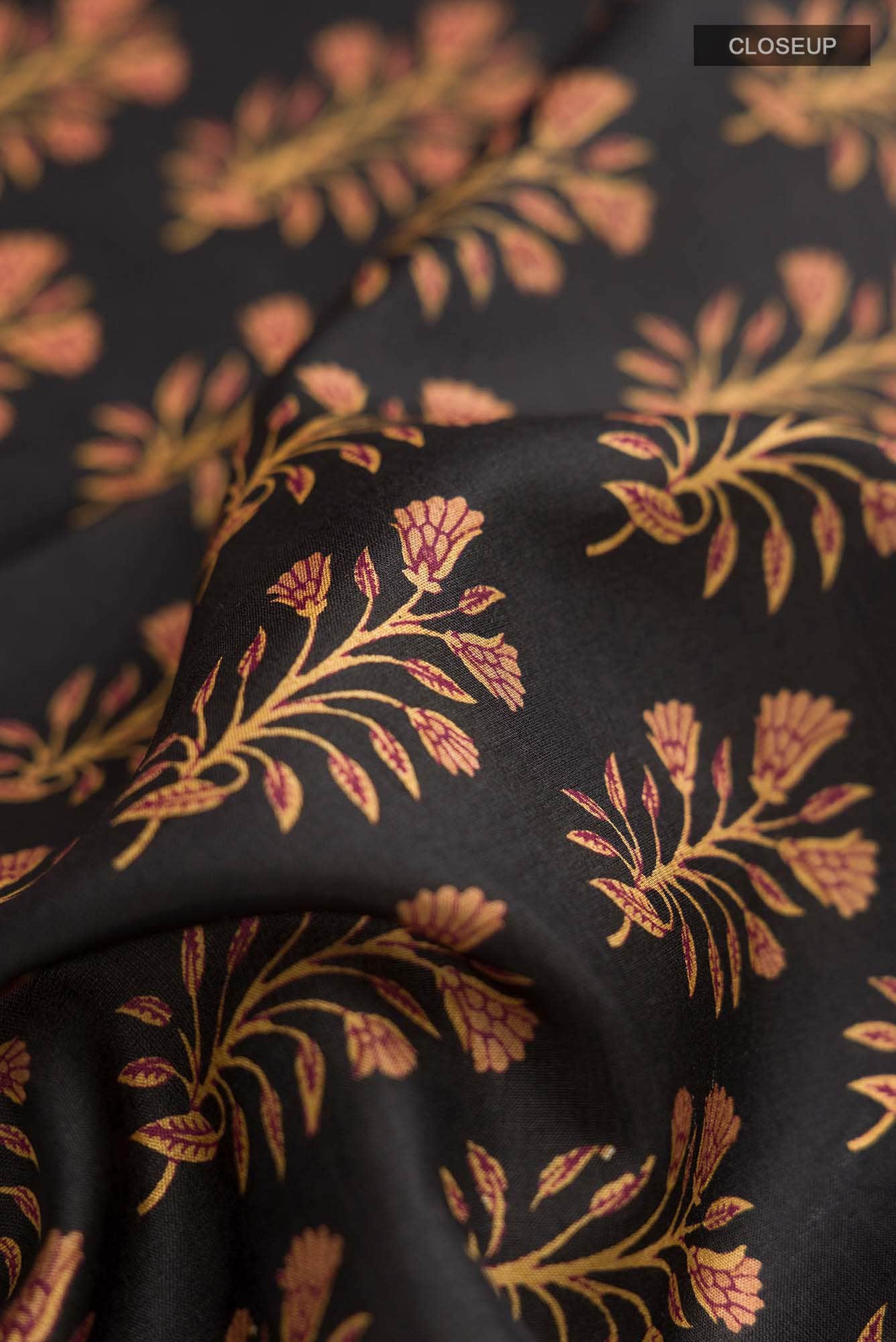 Black Printed Silk Saree