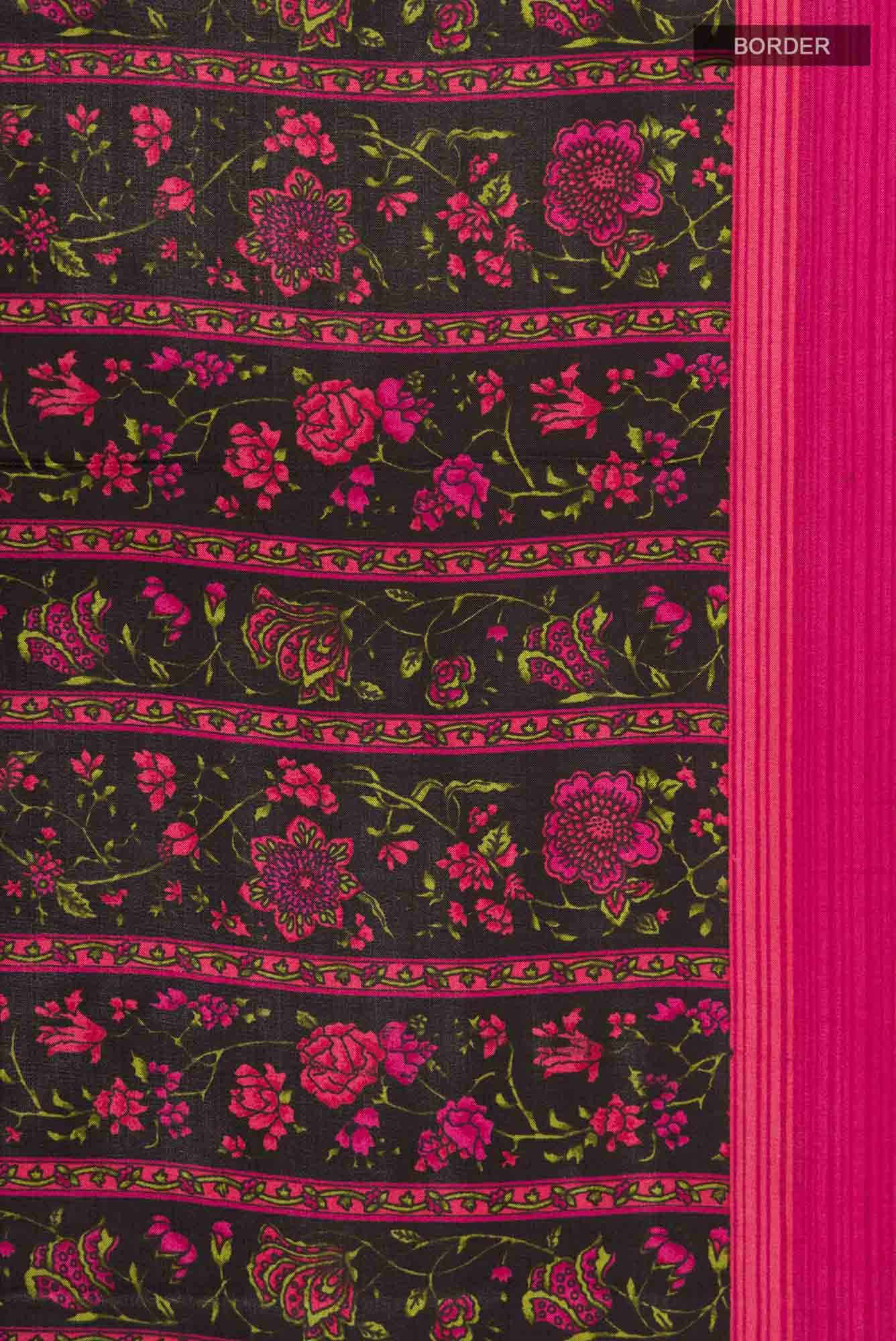 Black Printed Silk Saree